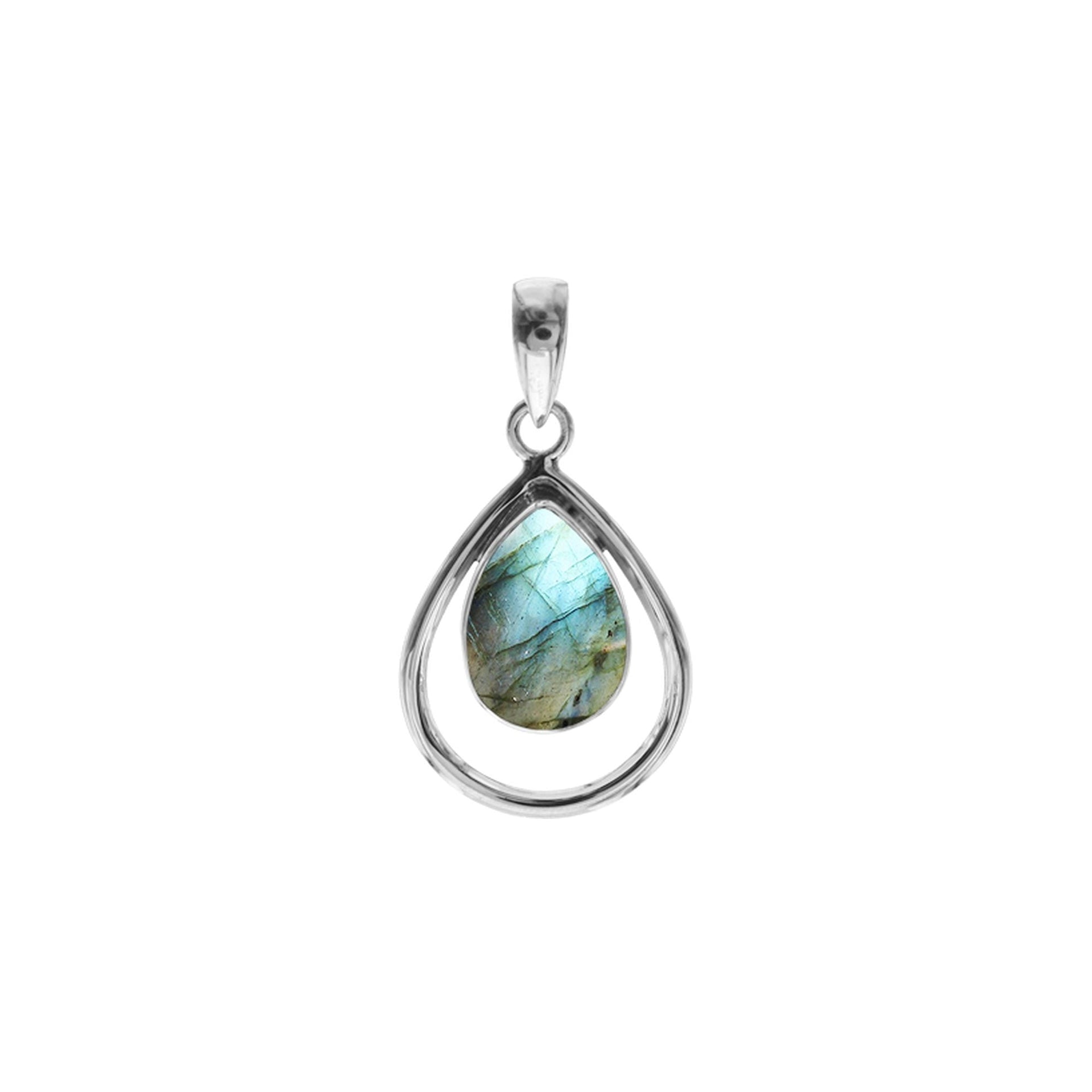 Amy open teardrop labradorite pendant