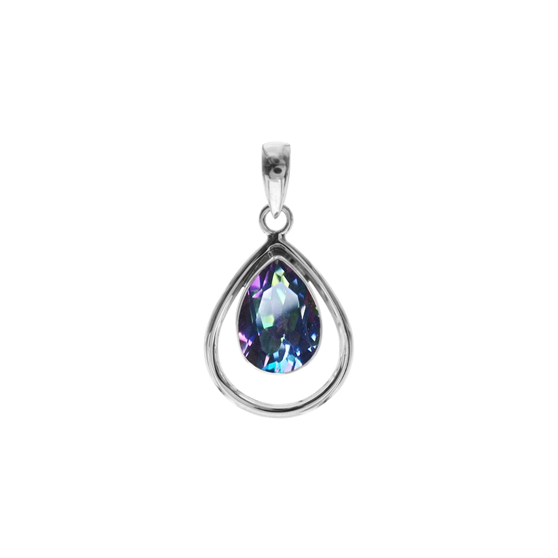 Amy open teardrop mystic topaz pendant