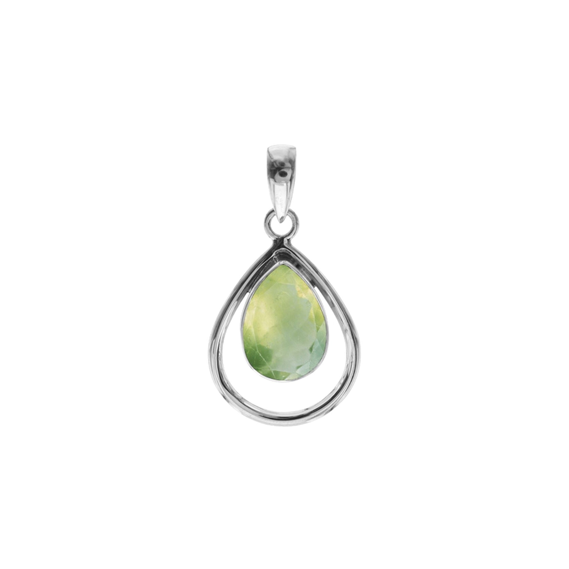 Amy open teardrop prehnite pendant
