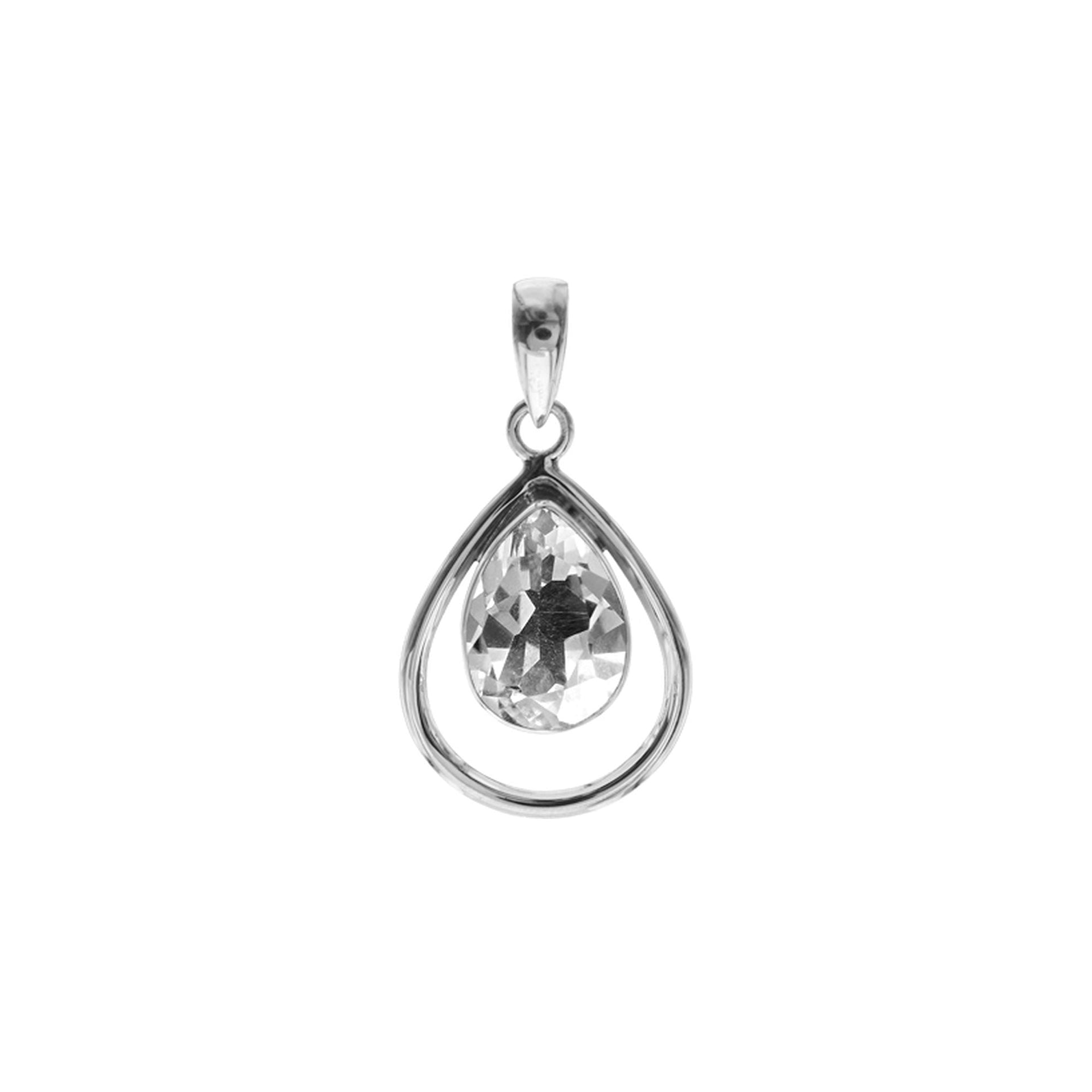 Amy open teardrop quartz pendant