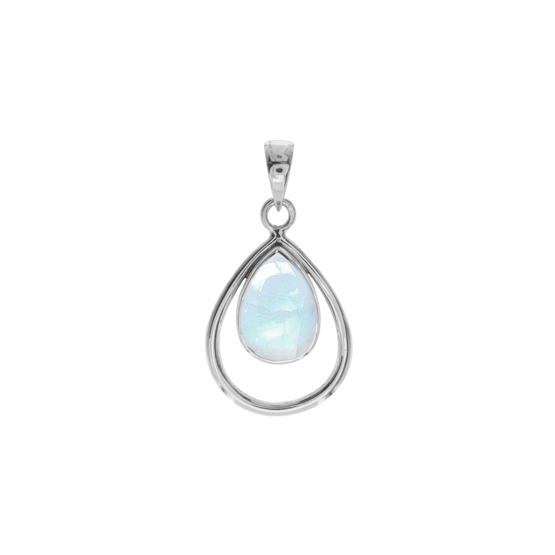 Amy open teardrop rainbow moonstone pendant