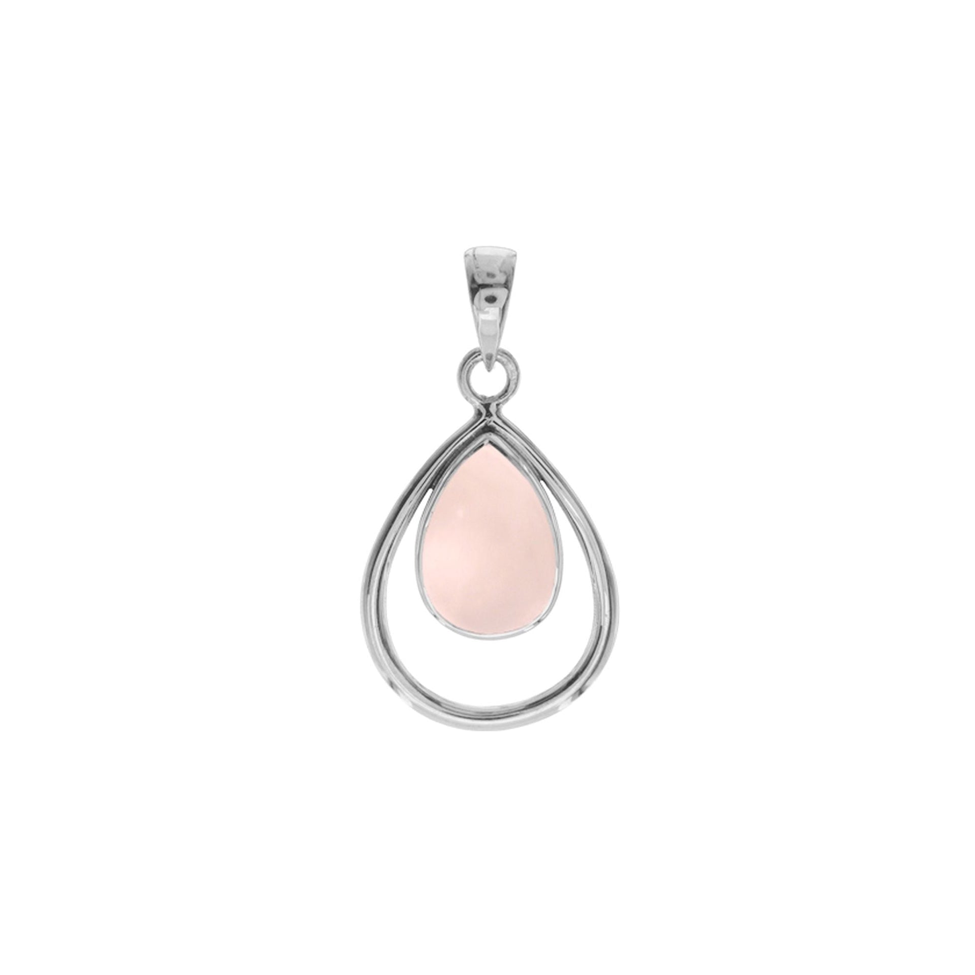 Amy open teardrop rose quartz pendant