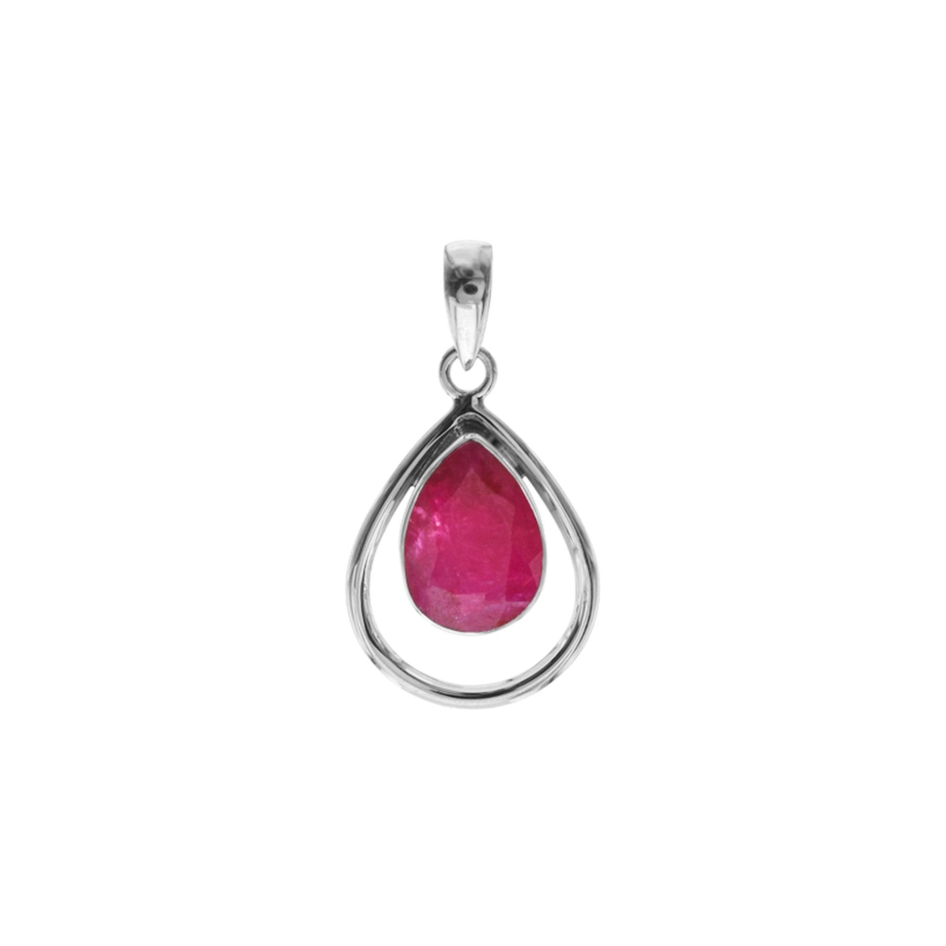 Amy open teardrop ruby quartz pendant
