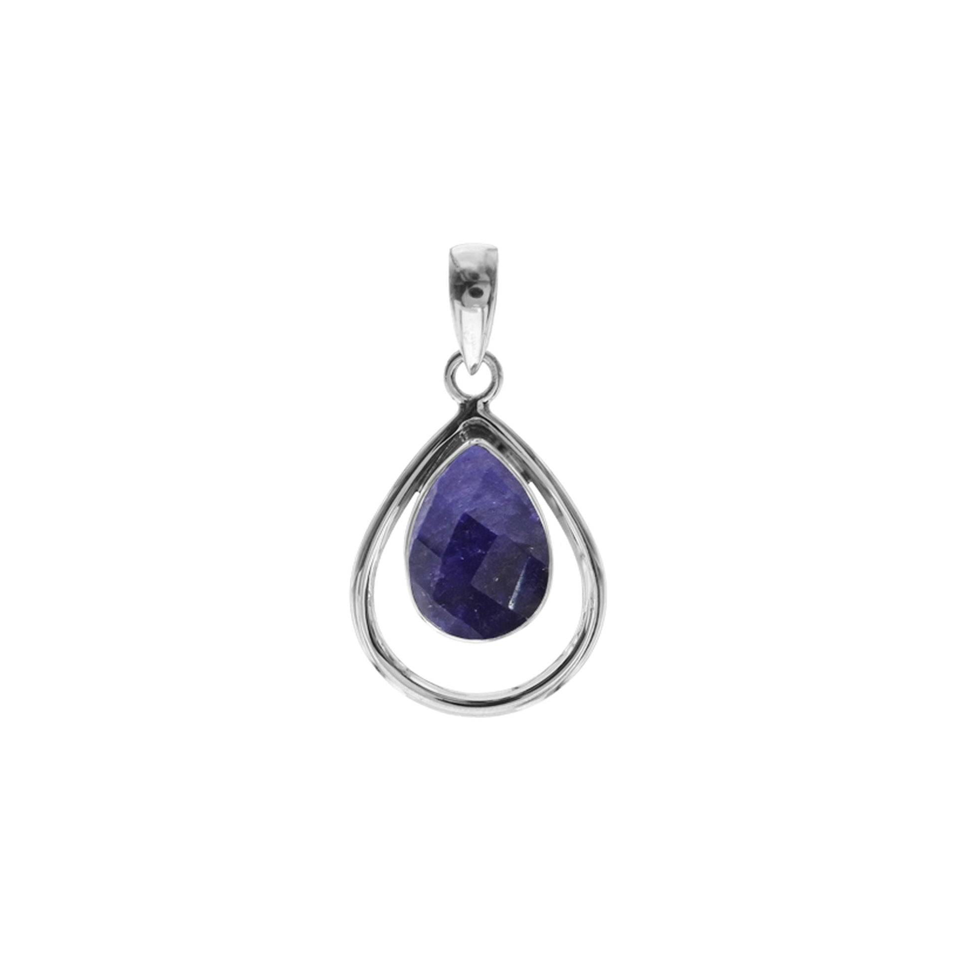 Amy open teardrop sapphire quartz pendant
