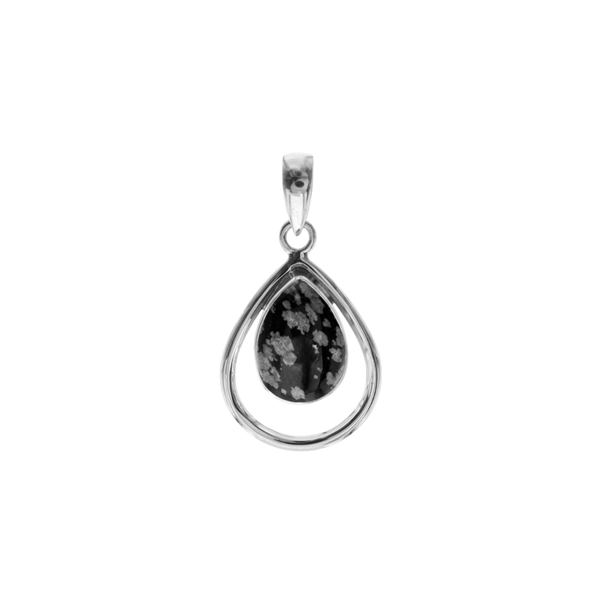 Amy open teardrop snowflake obsidian pendant