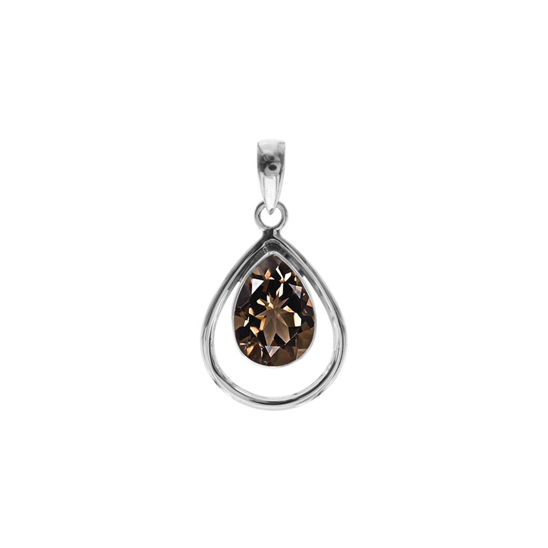 Amy open teardrop smokey quartz pendant