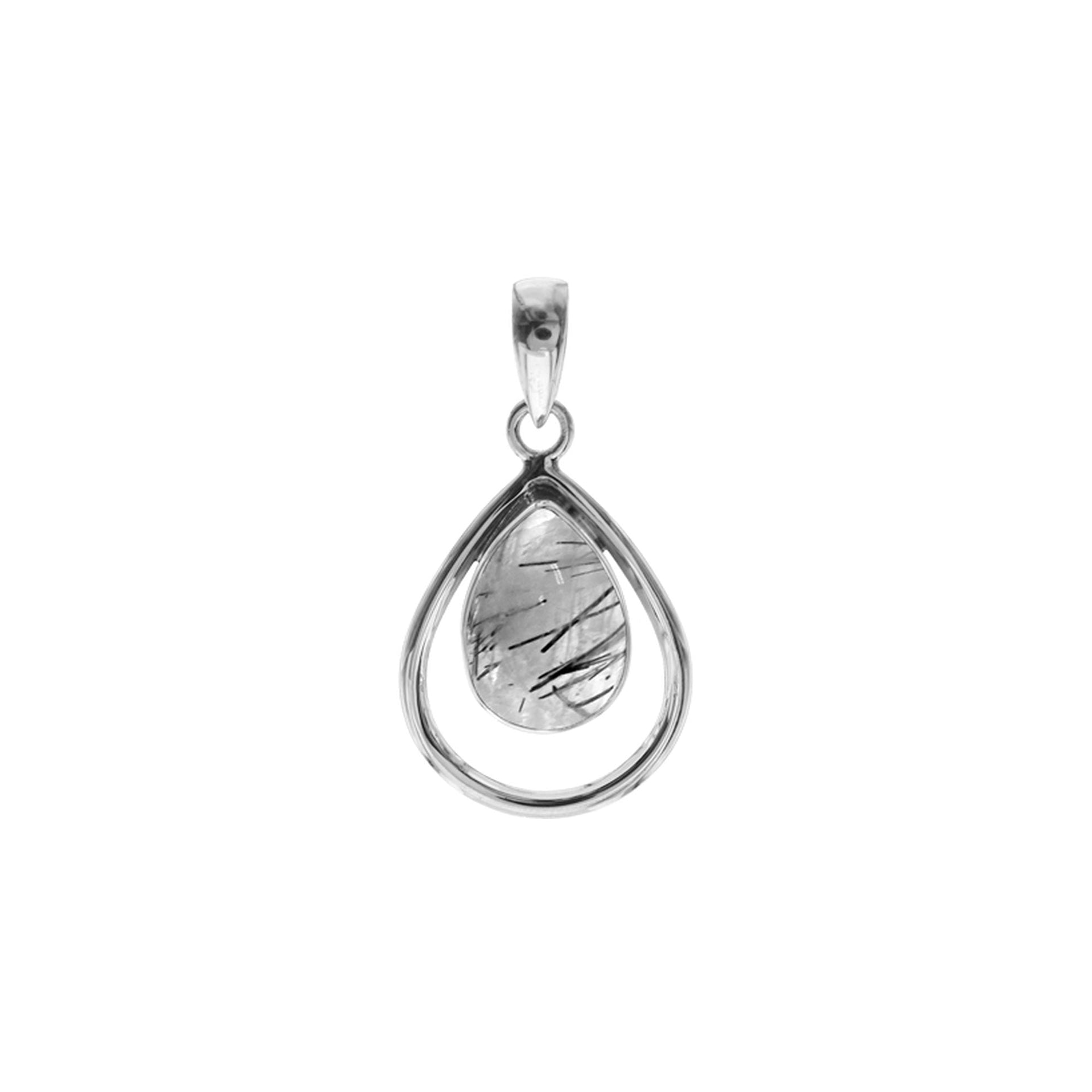 Amy open teardrop tourmalated quartz pendant