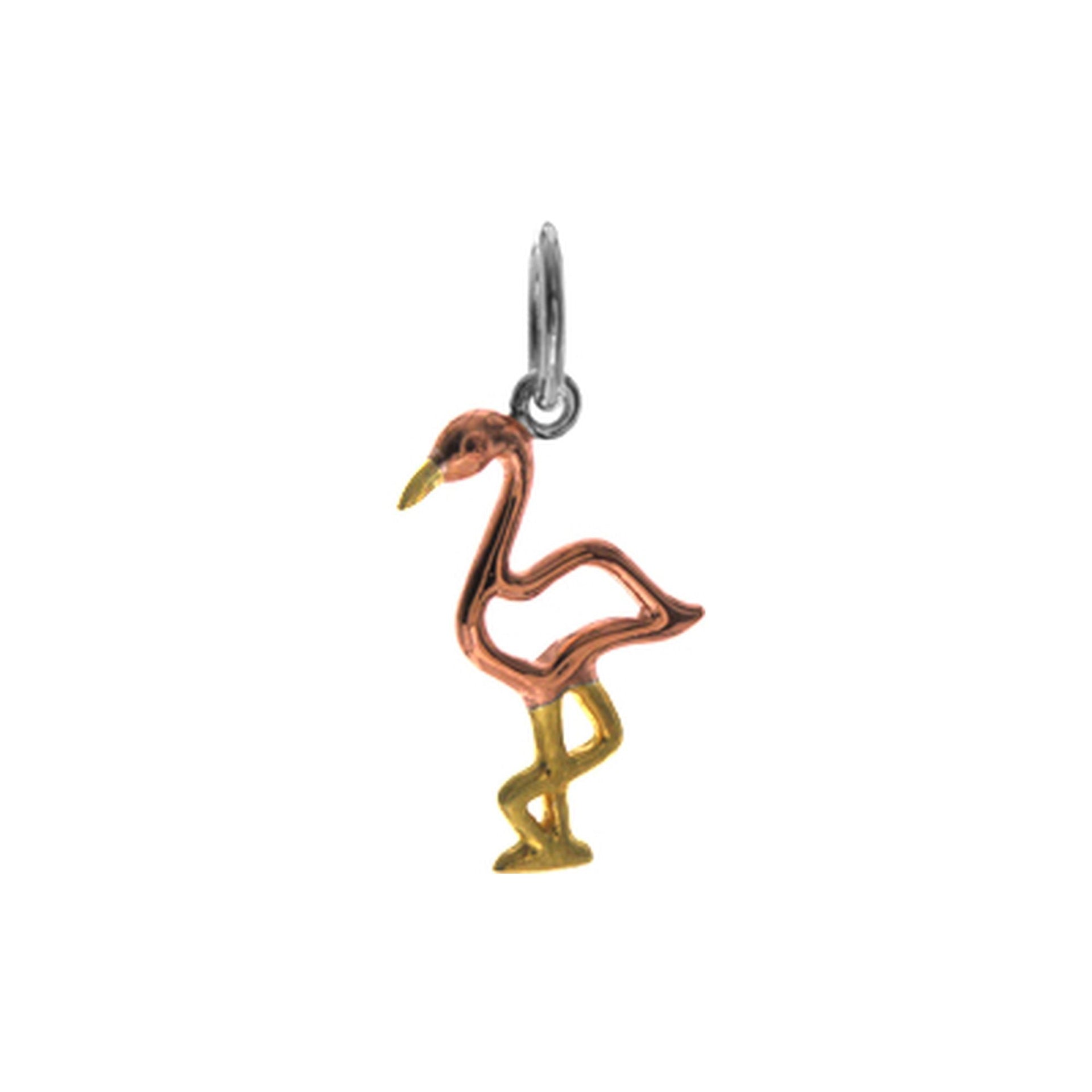 Cut out flamingo pendant with yellow & rose gold plate
