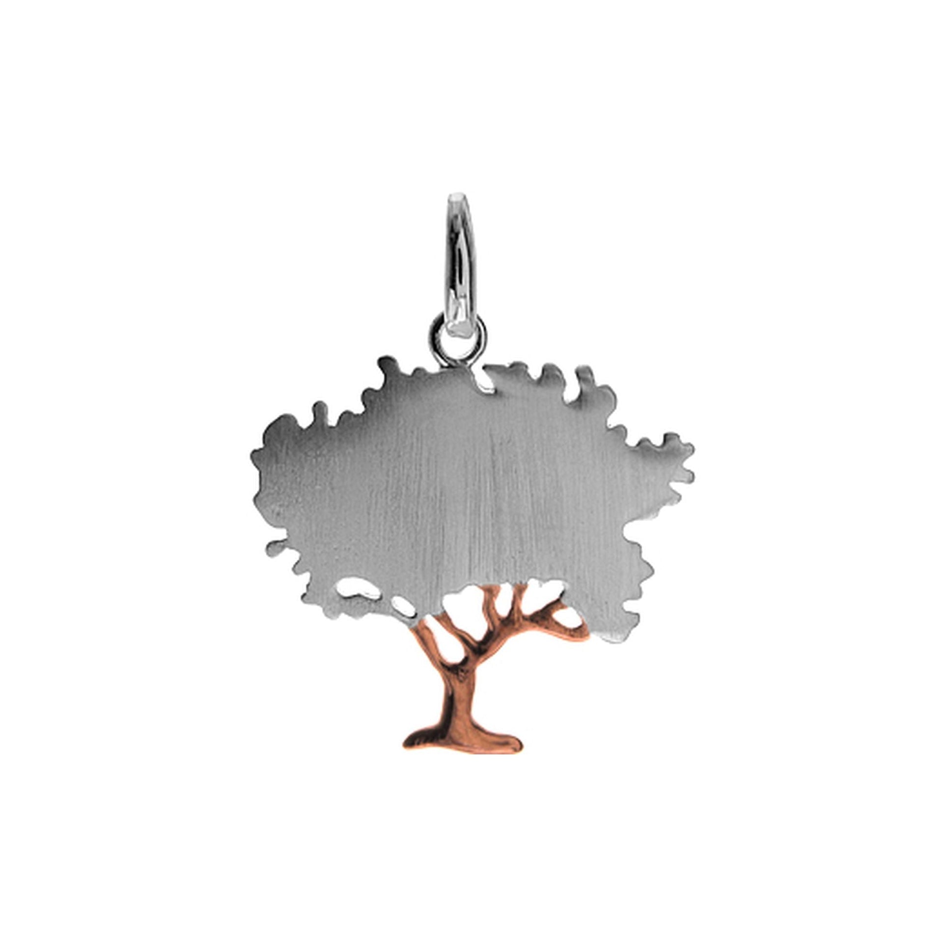 Satinised tree with rose gold plate pendant