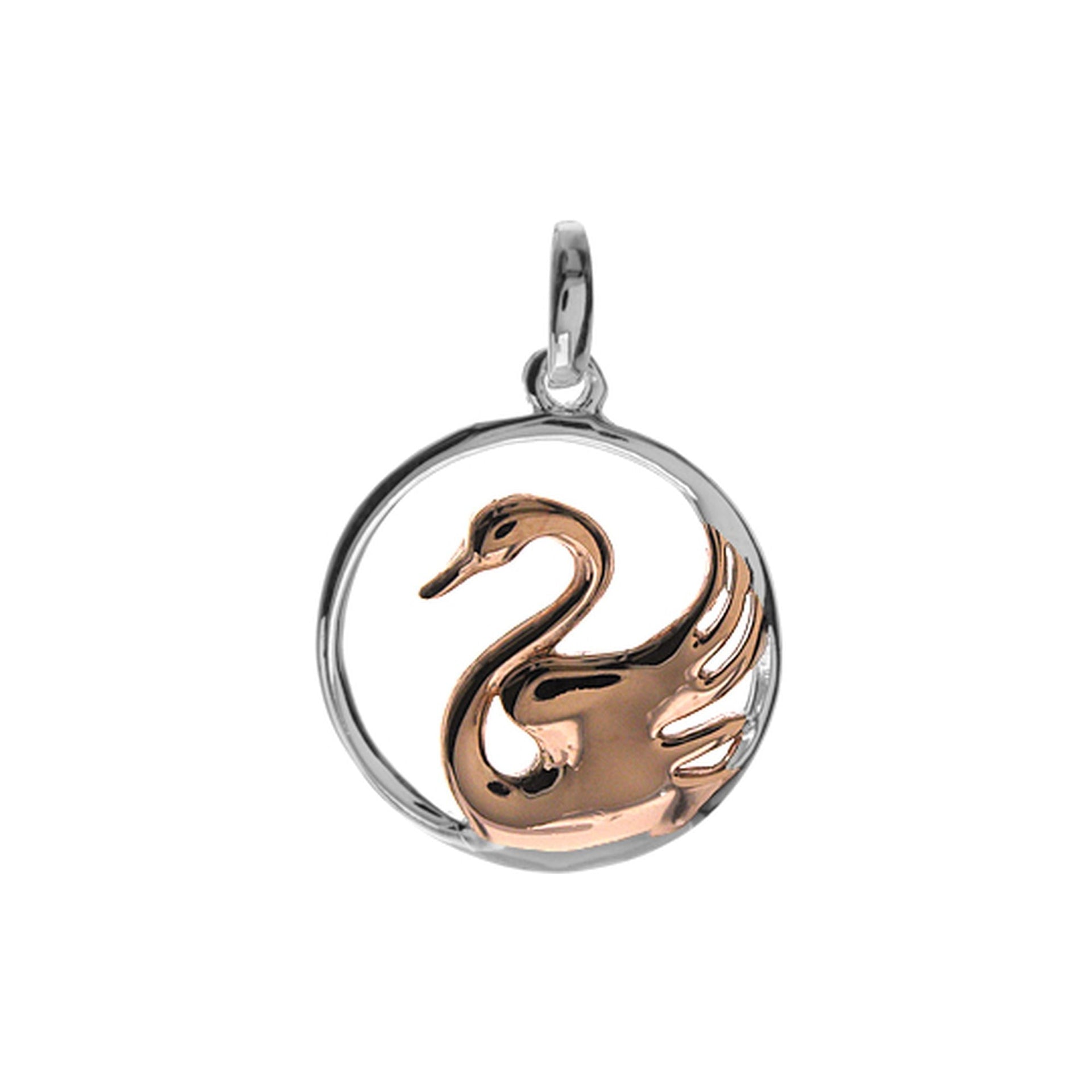 Open circle & rose gold plated swan pendant