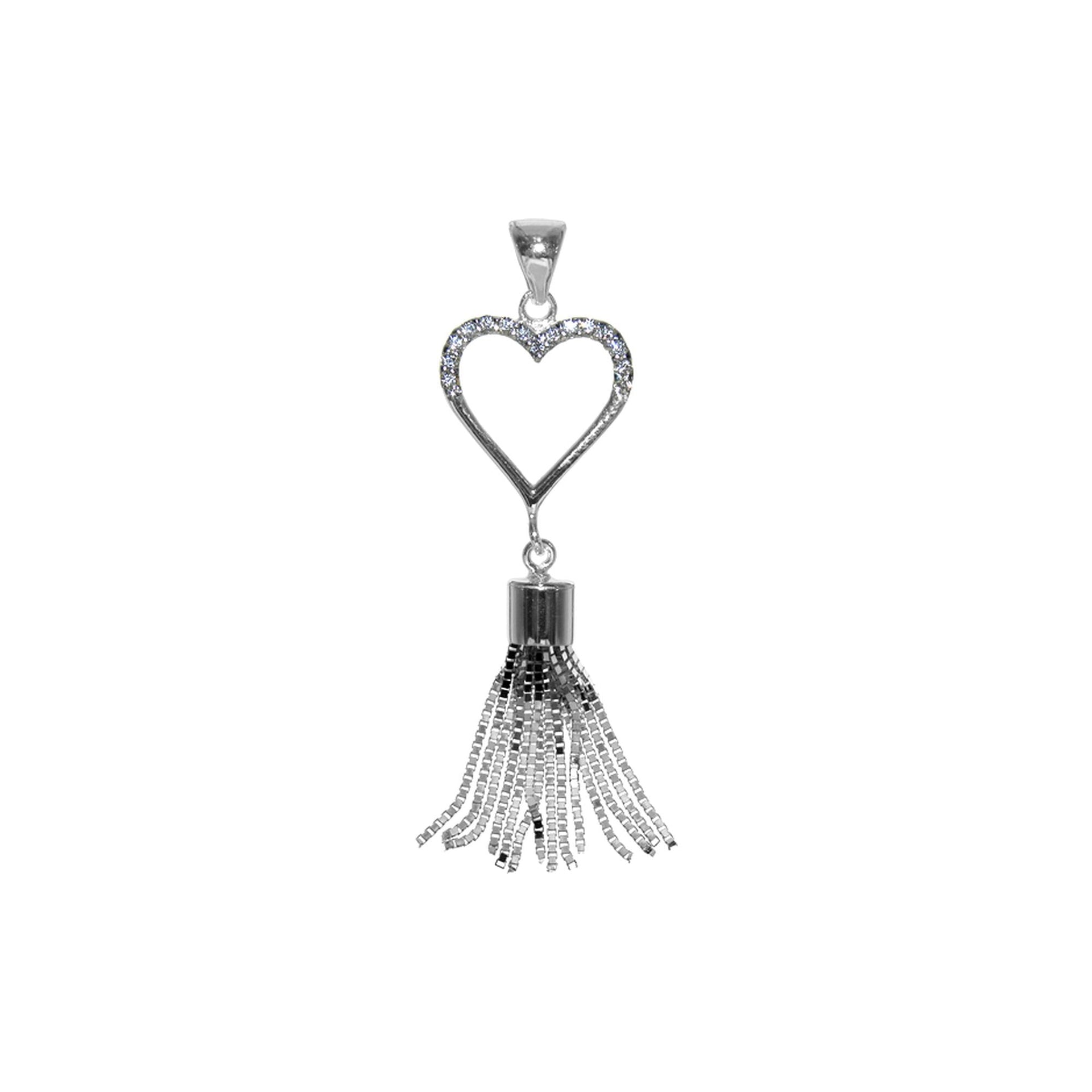 CZ Heart pendant with Venetian box chain tassel