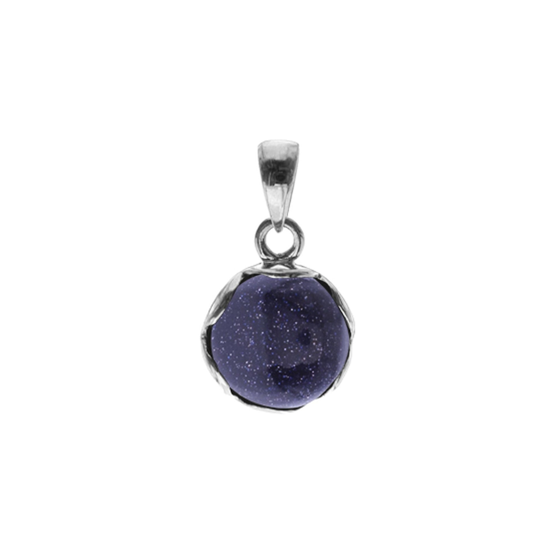 Round, wavy edge blue goldstone pendant