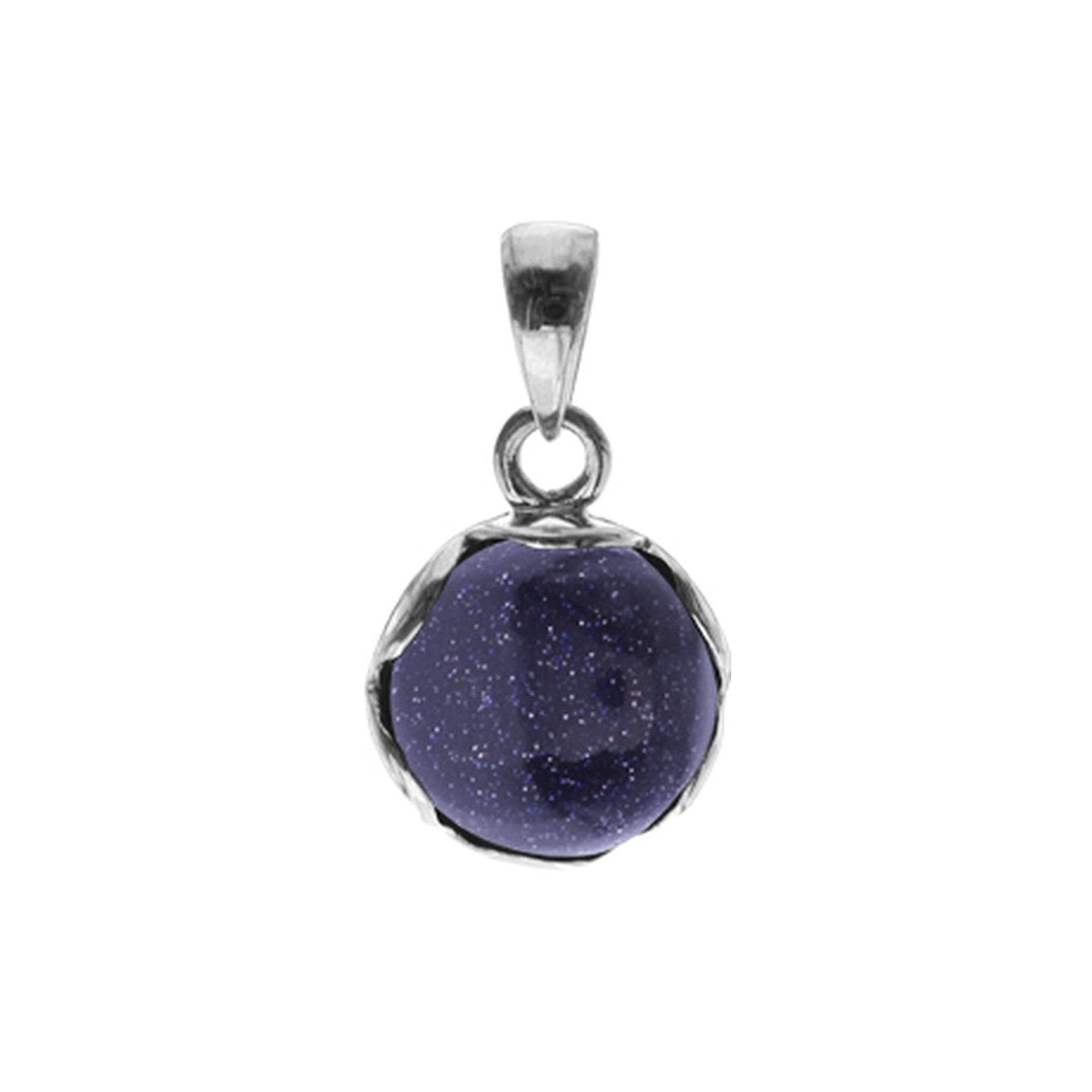 Round, wavy edge blue goldstone pendant