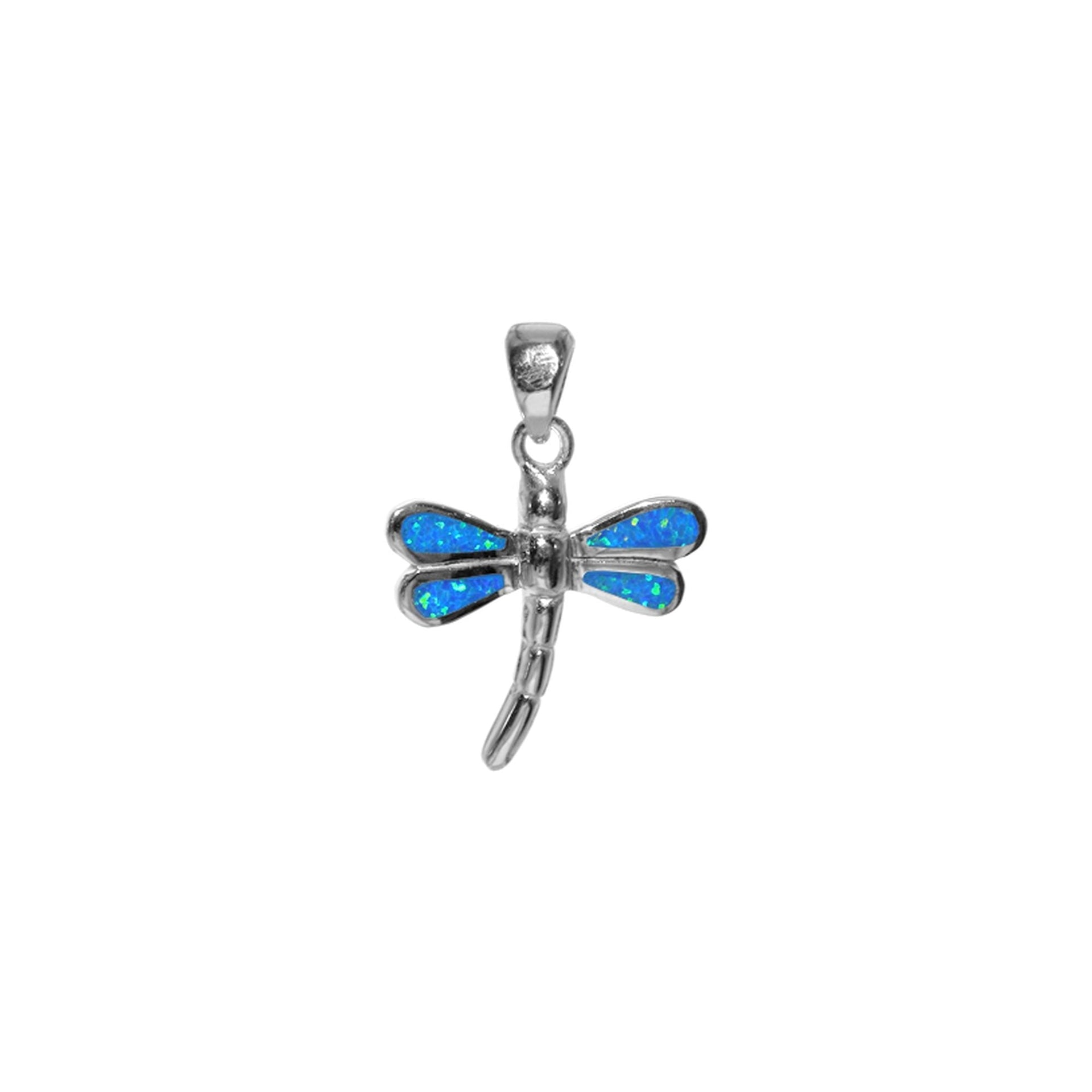 Emerie small blue dragonfly pendant