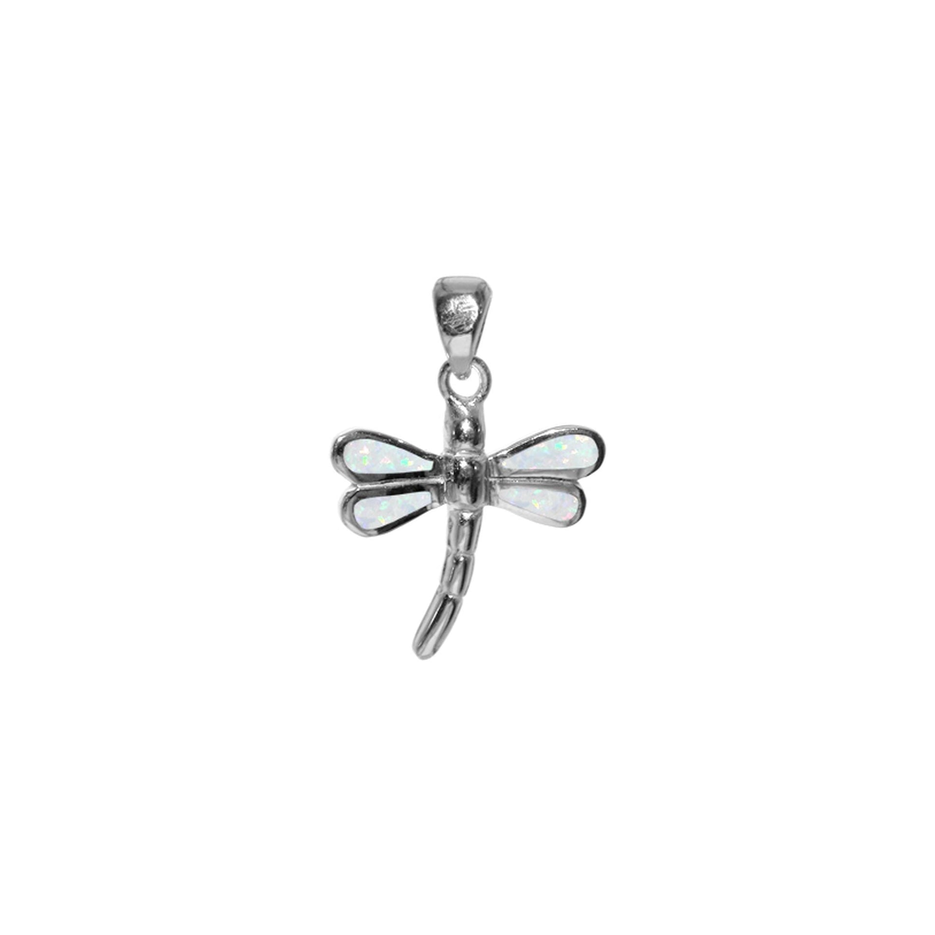 Emerie small white dragonfly pendant