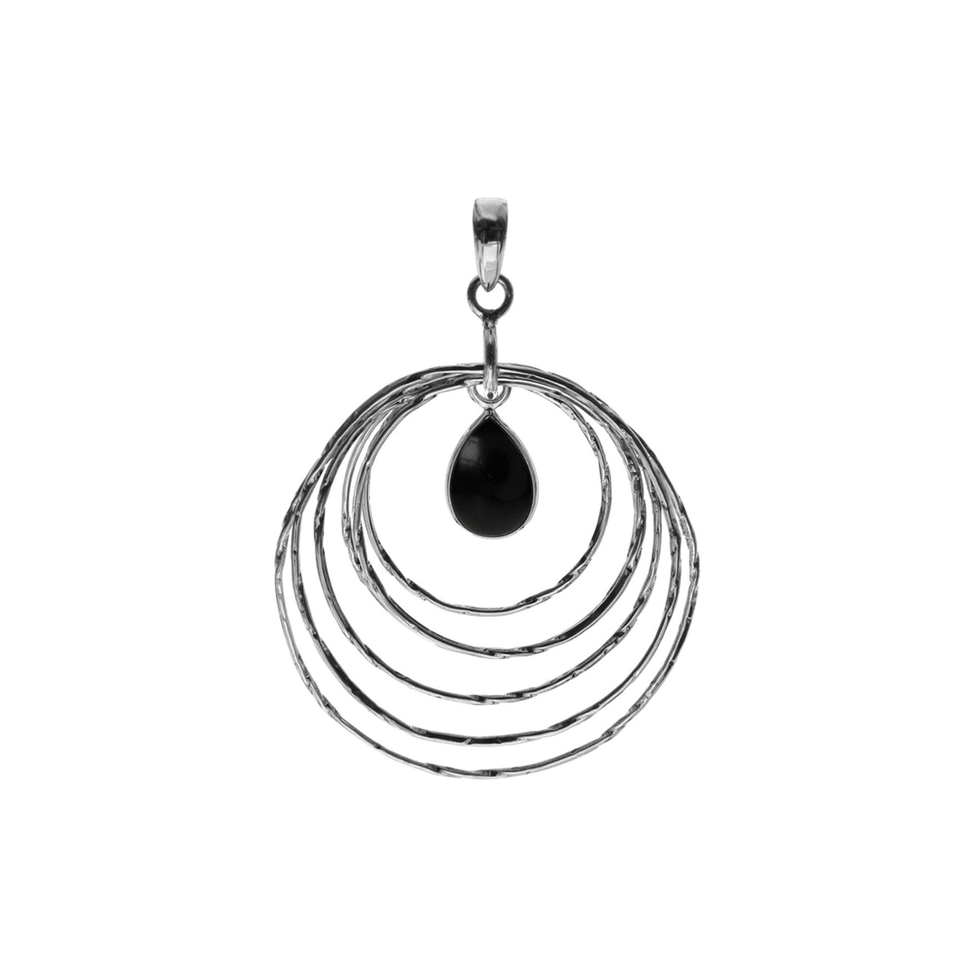 Teardrop black onyx with rings pendant