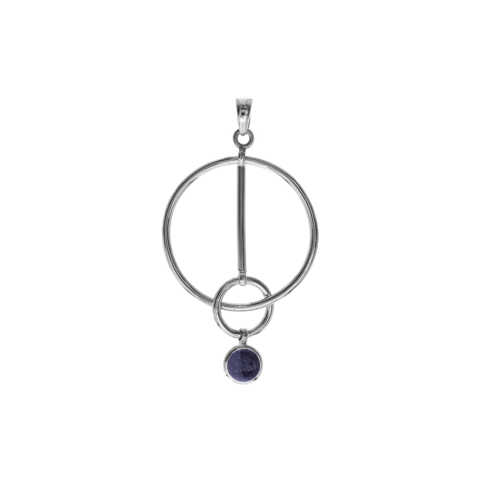 Pendulum pendant with large hoop & blue goldstone
