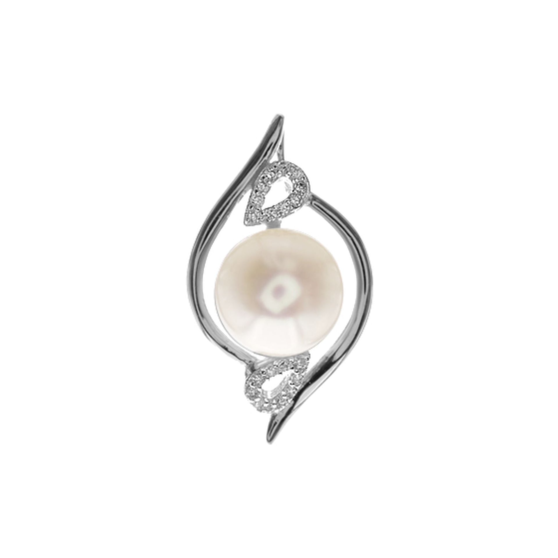 Large pearl with CZ teardrops pendant