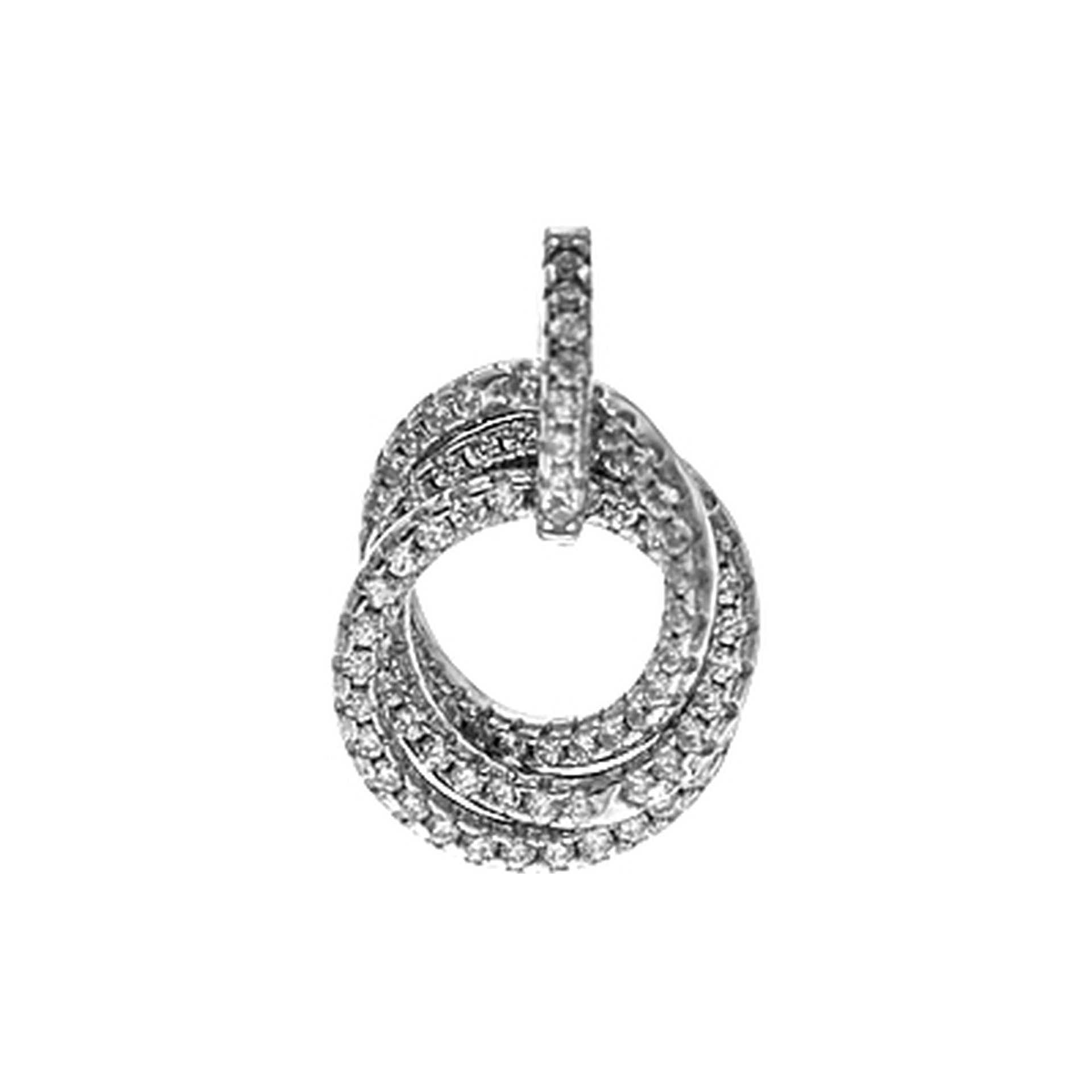 CZ encrusted interlinked triple hoop pendant