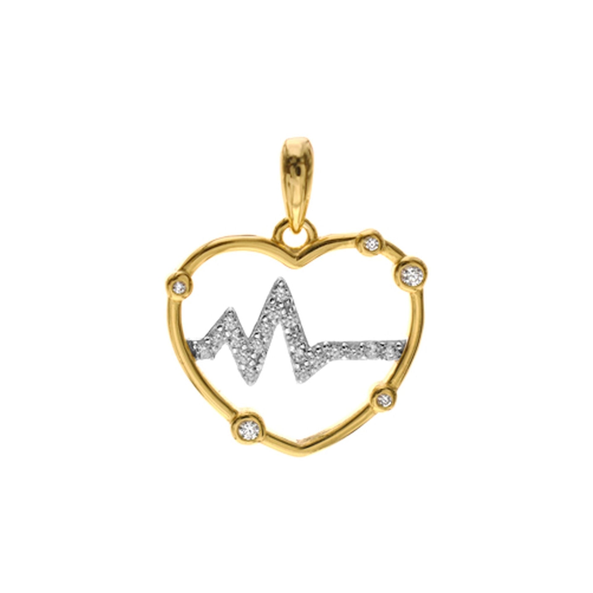 Carla gold plated heart & CZ heartbeat pendant