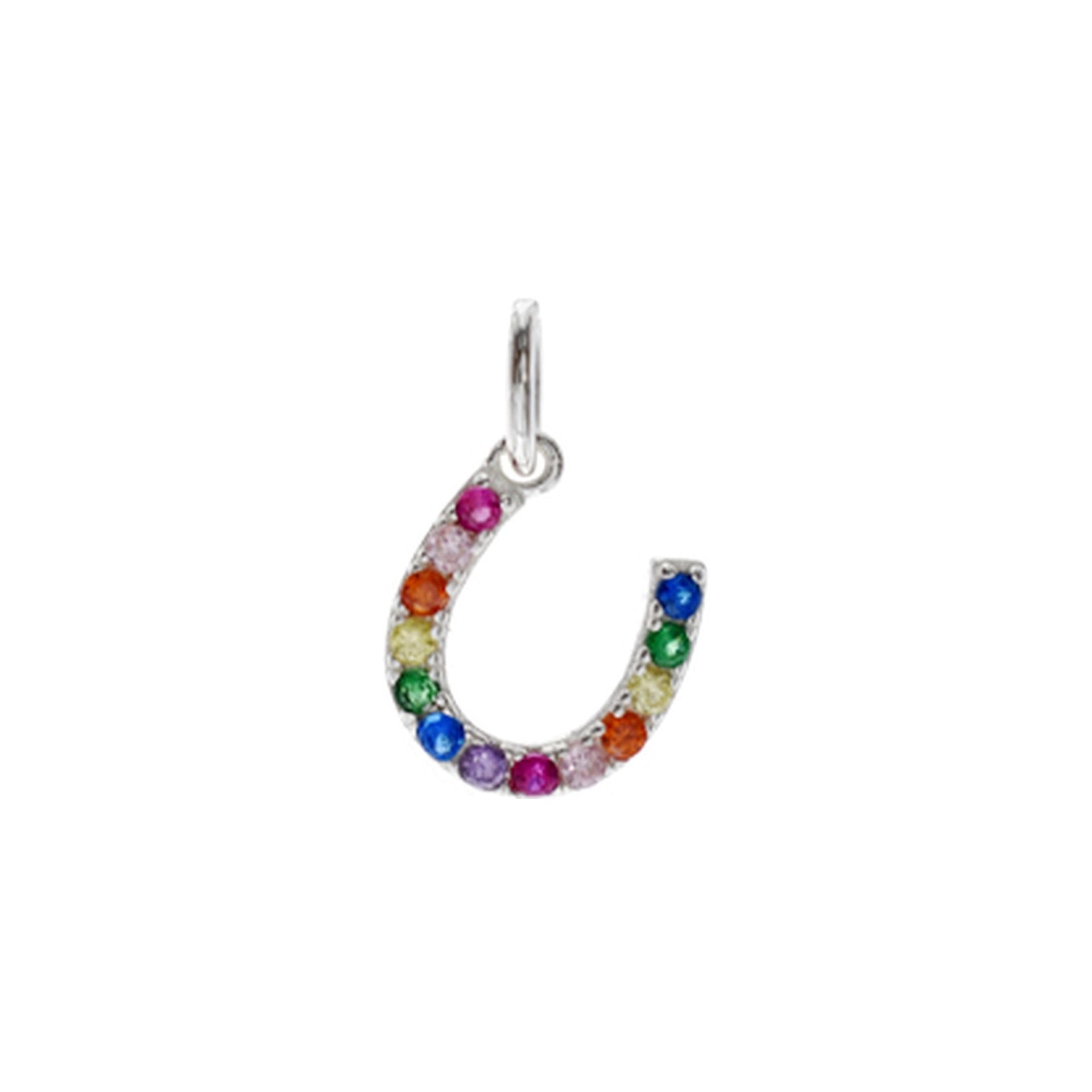 Callista rainbow lucky horseshoe pendant