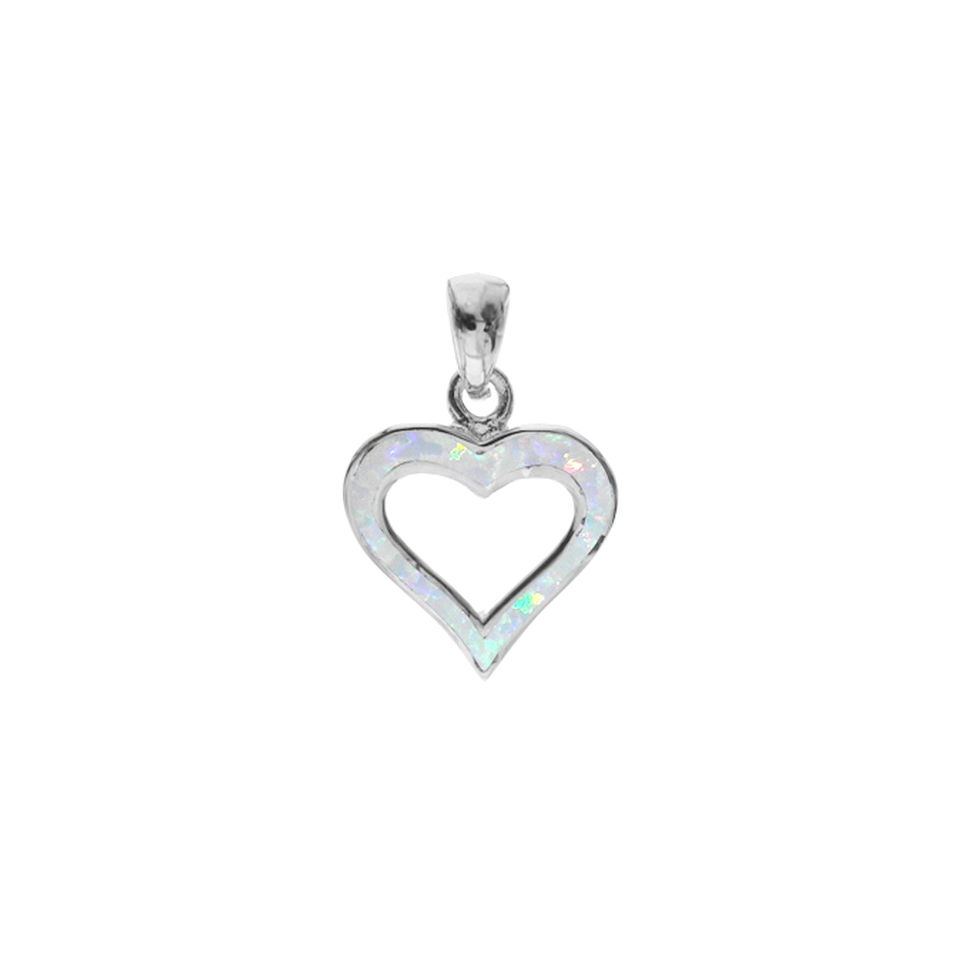 Diana white opalique cut out heart pendant