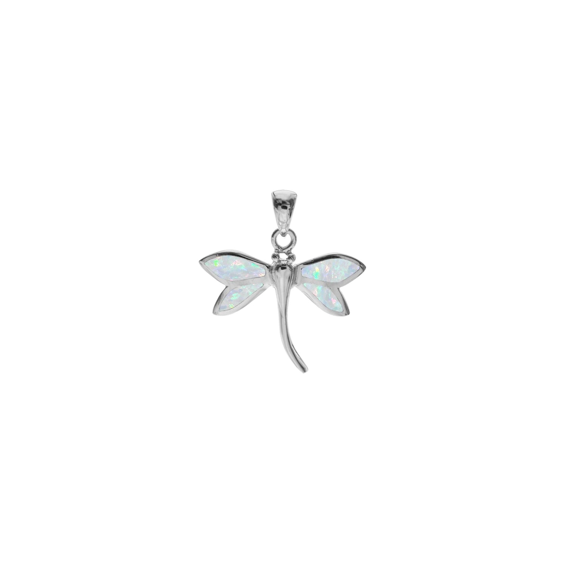 Emerie white dragonfly pendant