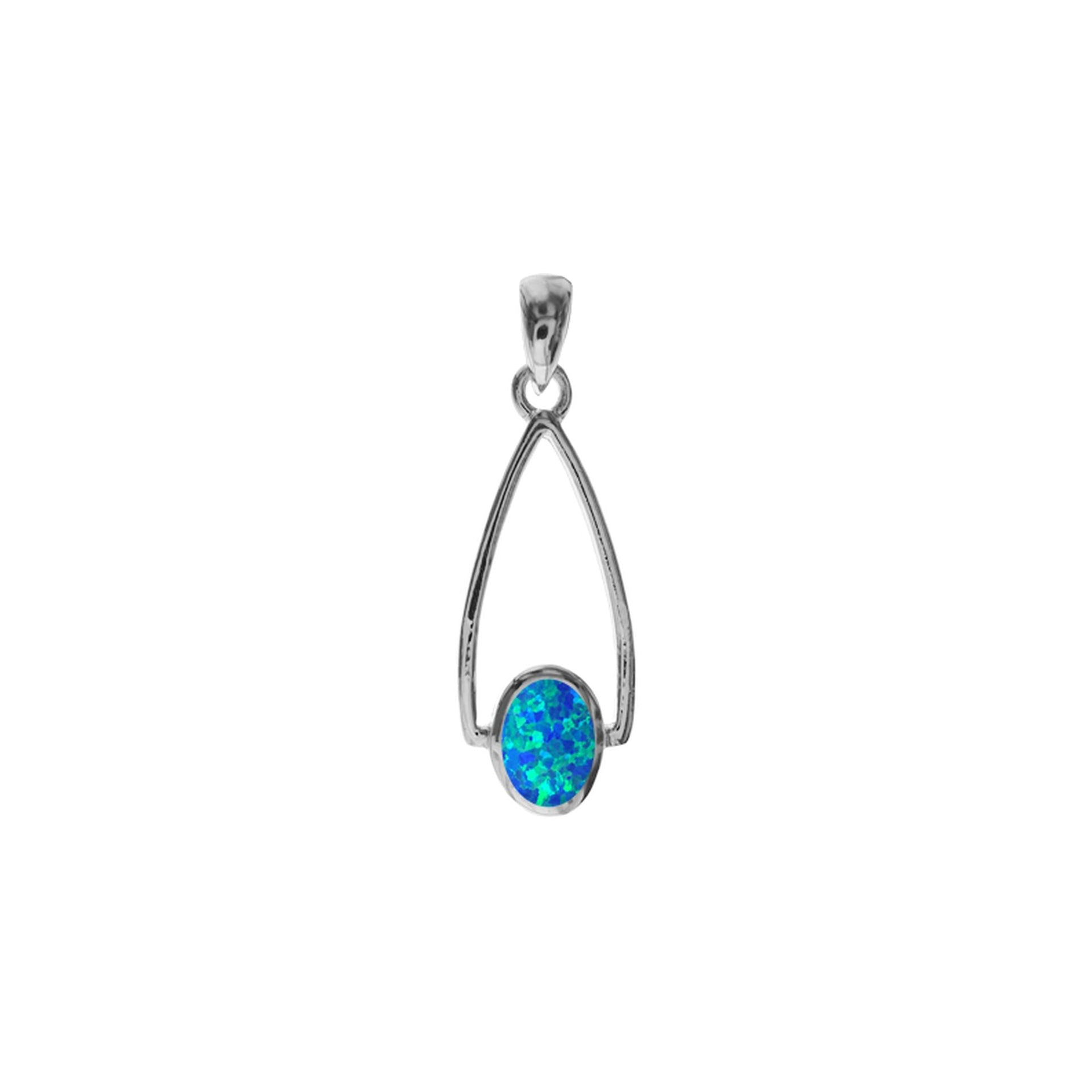 Antoinette blue opalique stirrup shaped pendant