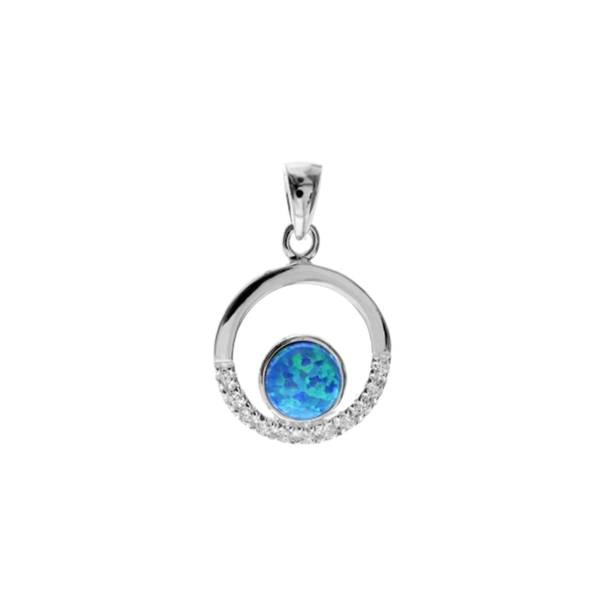Alexis blue opalique circle pendant