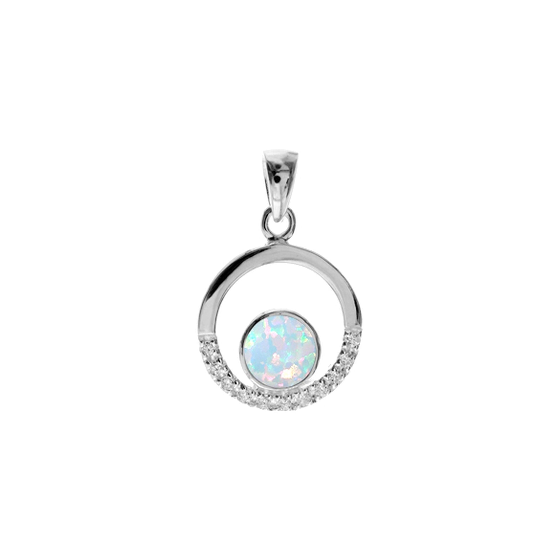Alexis white opalique circle pendant