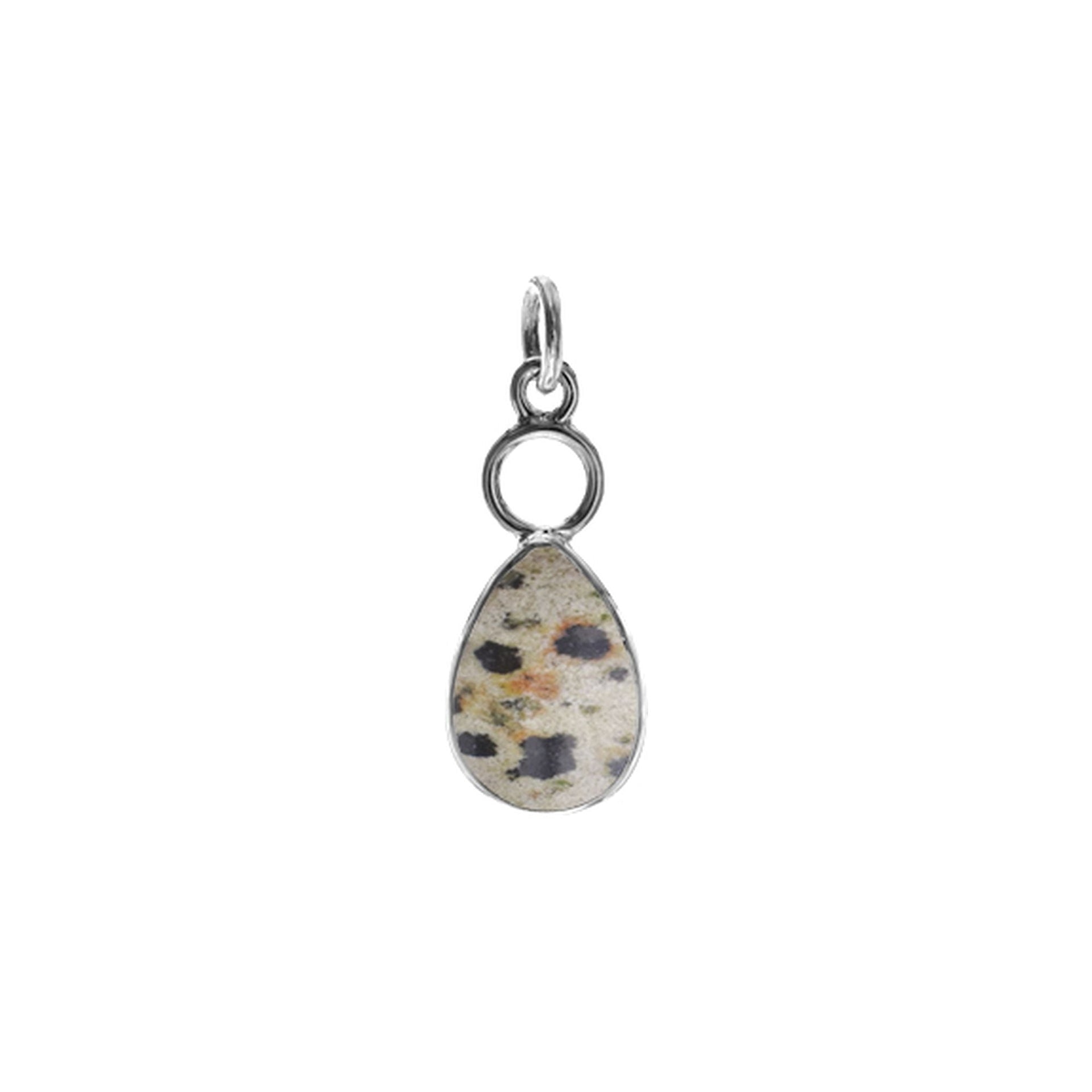 Ivy hoop teardrop dalmatian jasper pendant