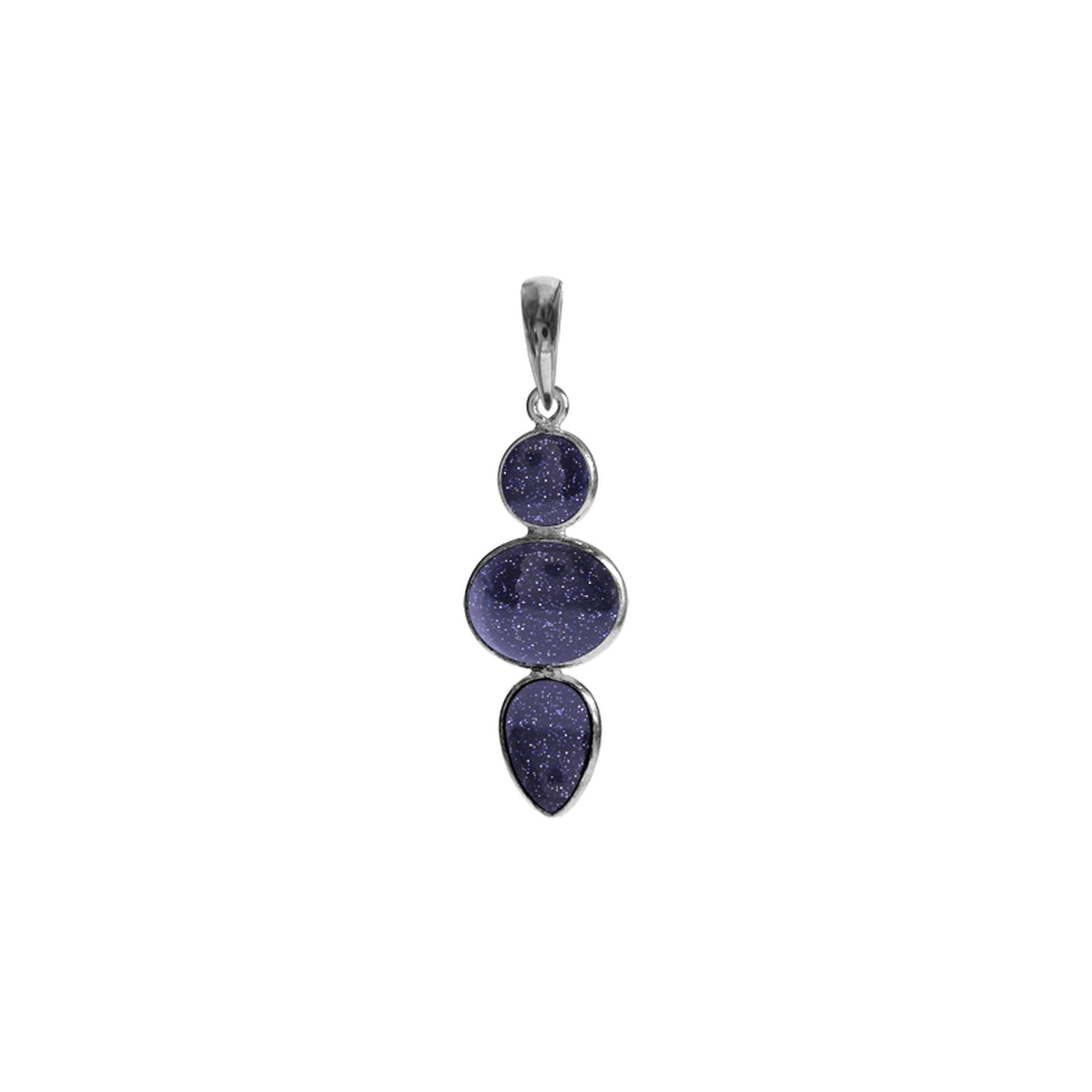 Bridget mixed shape blue gold stone pendant