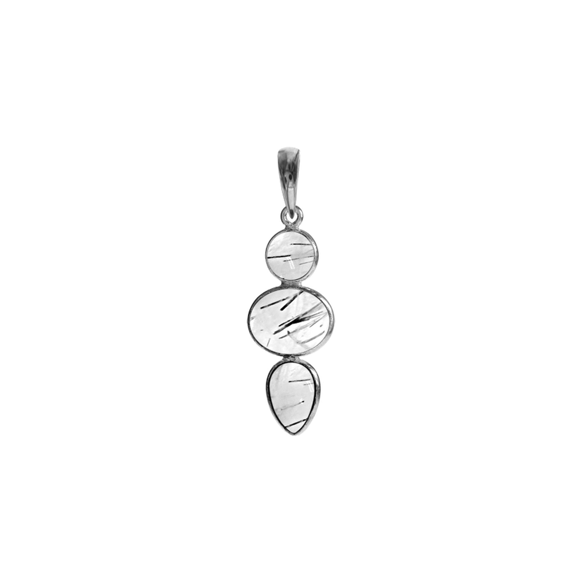 Bridget mixed shape tourmalated quartz pendant