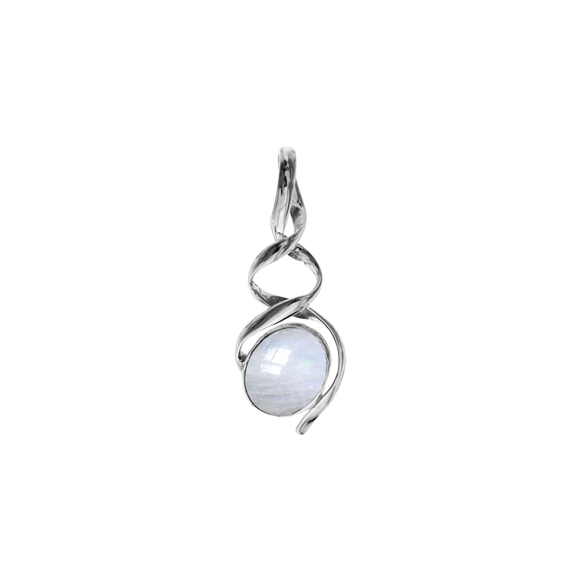 Lola double helix rainbow moonstone pendant