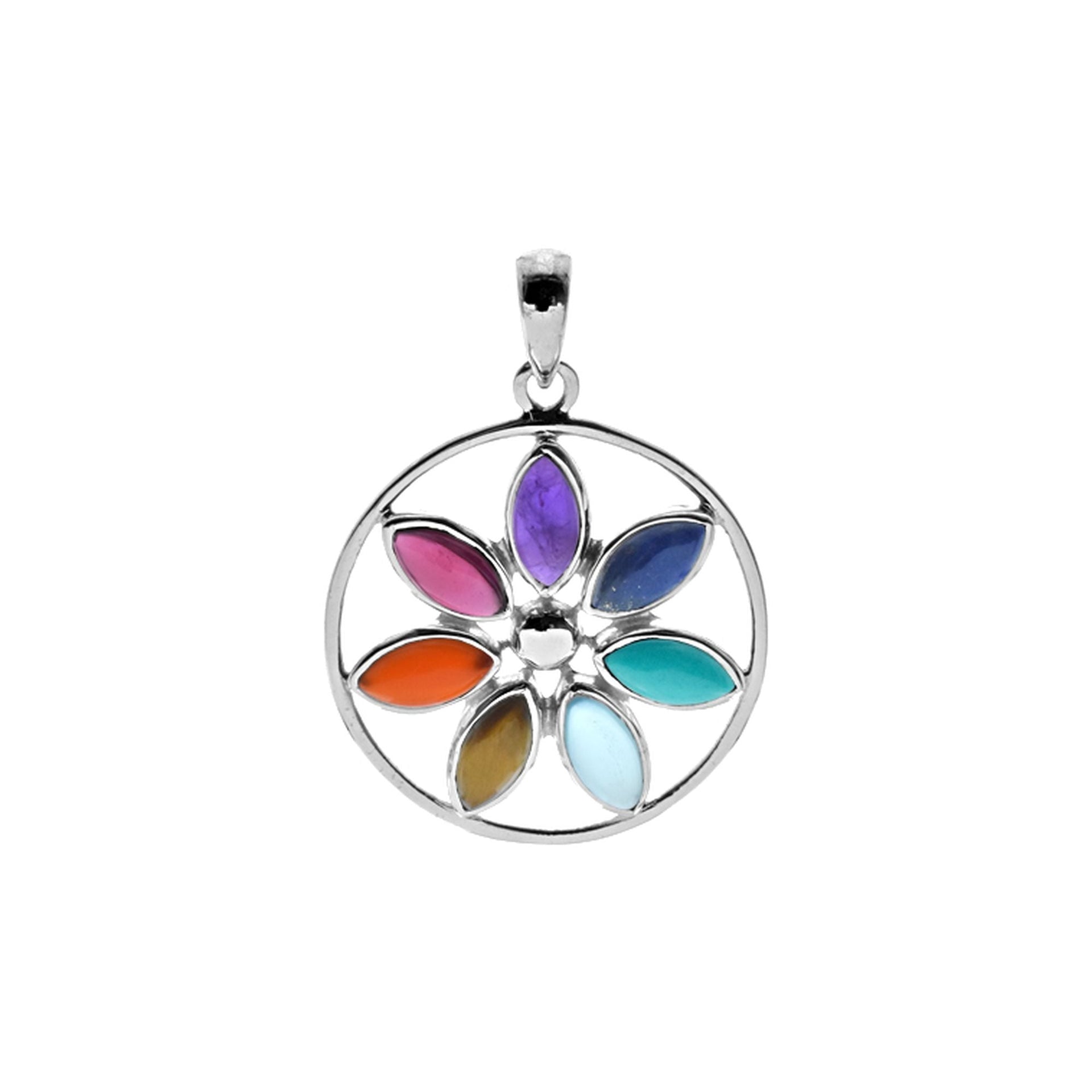Kenna multi gemstone flower pendant