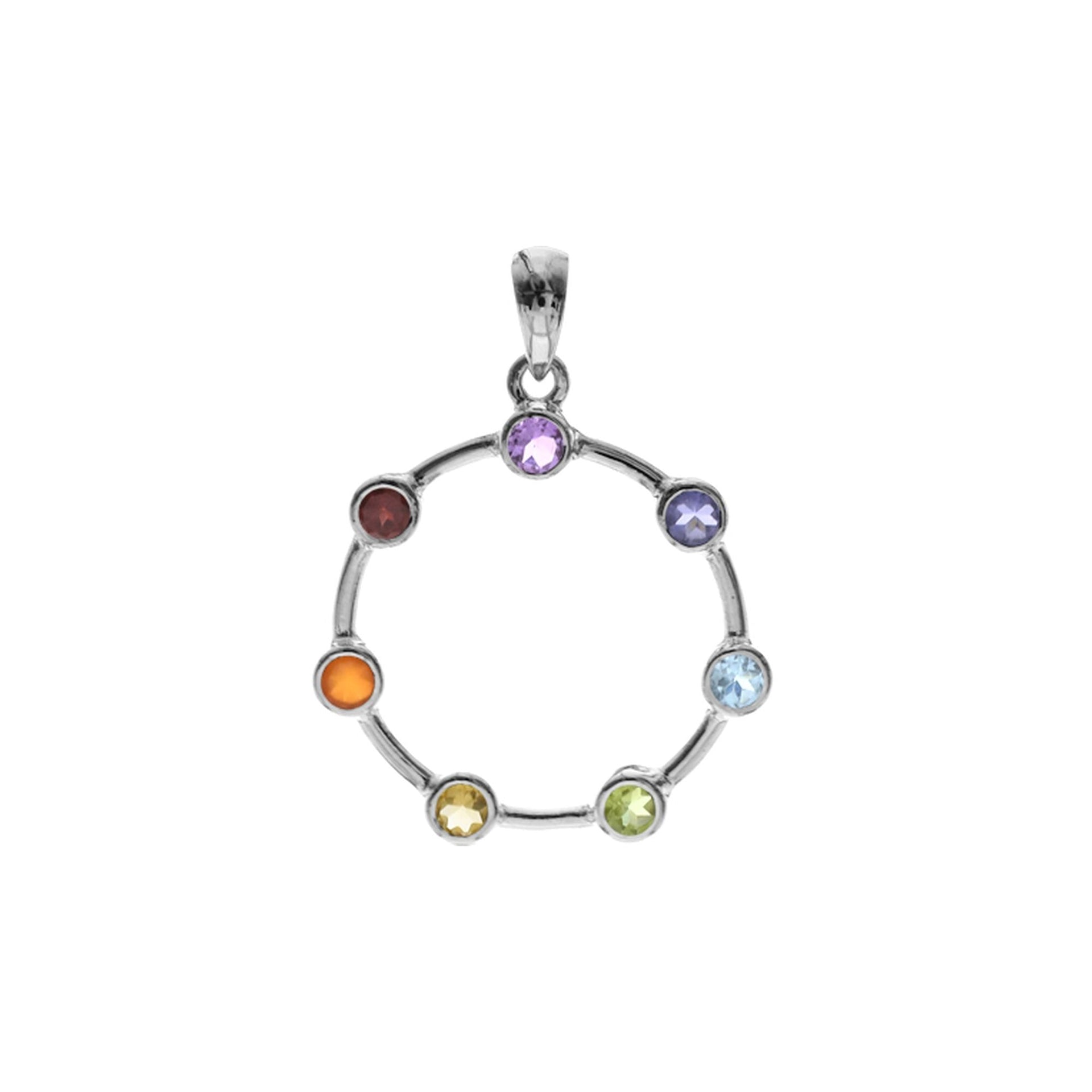 Kenna ring pendant with multi-coloured gemstones