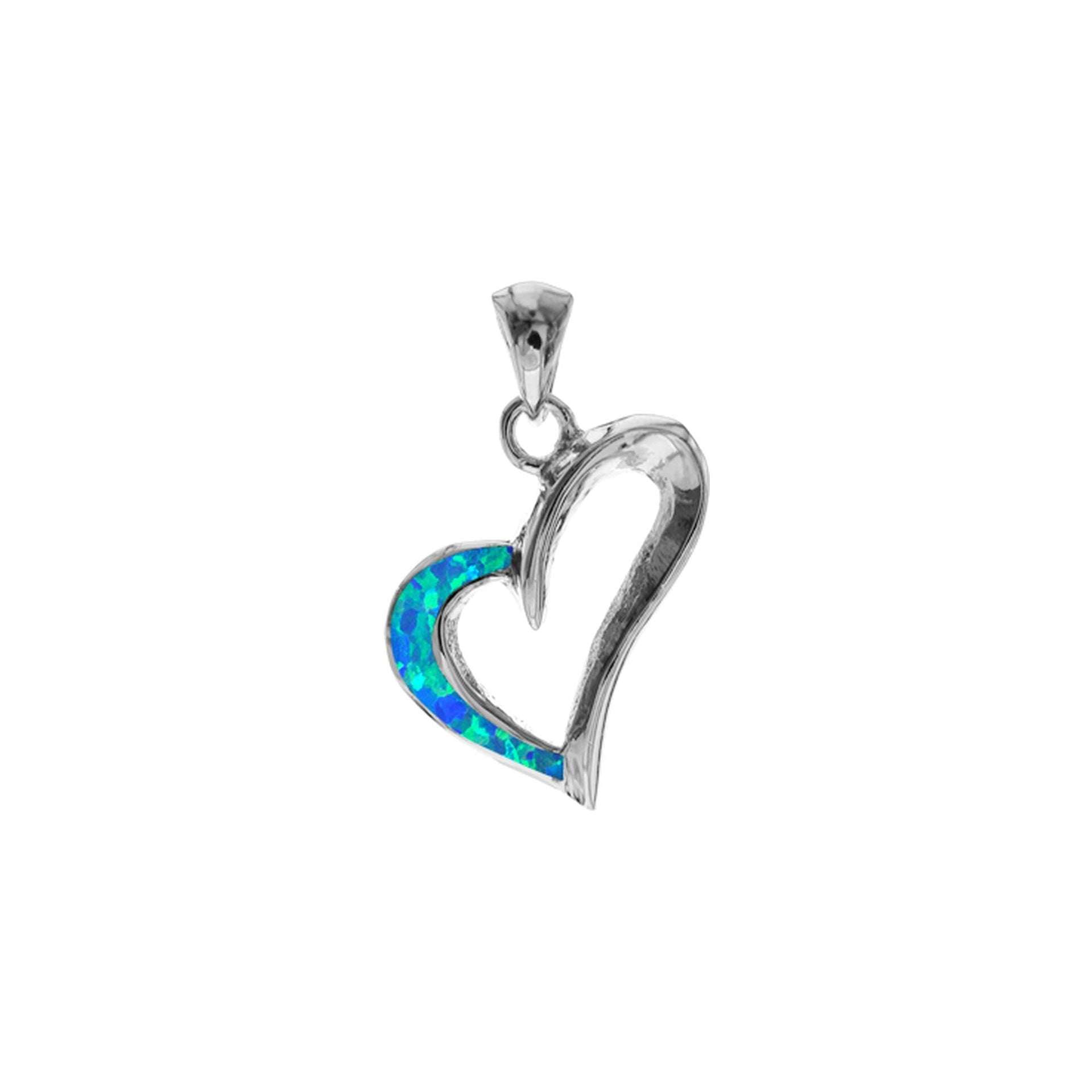 Diana blue opalique offset heart pendant
