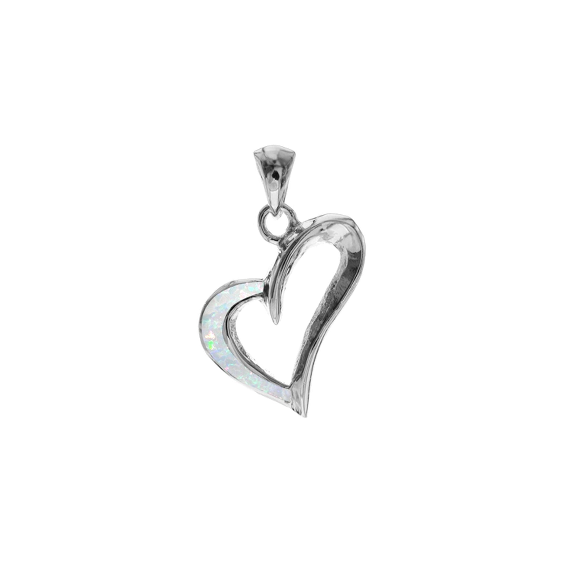 Diana white opalique offset heart pendant