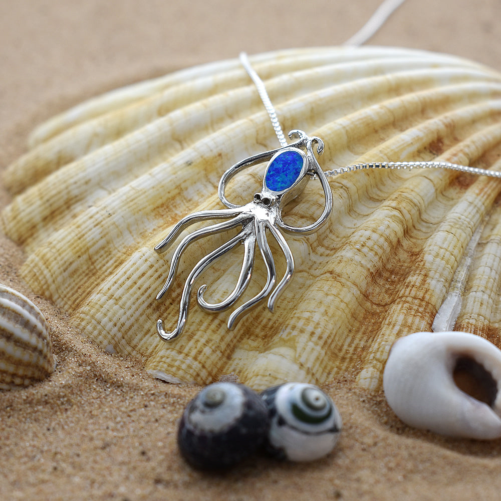 Ana blue opalique octopus pendant