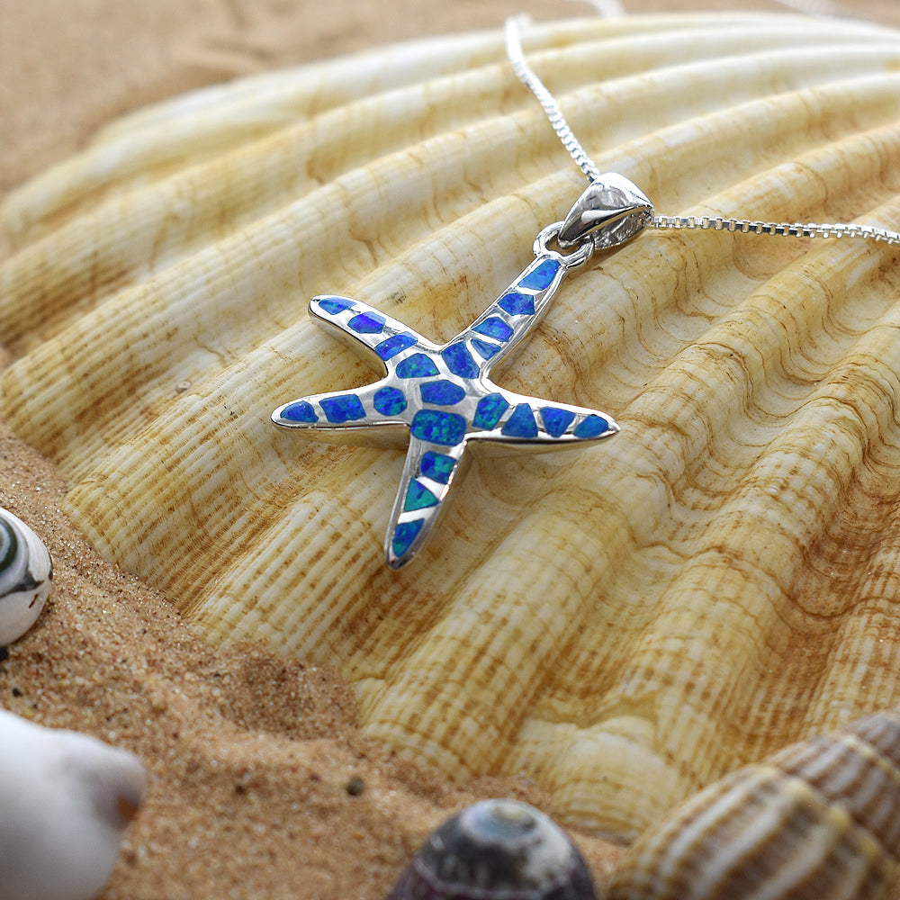 Ana blue opalique starfish pendant