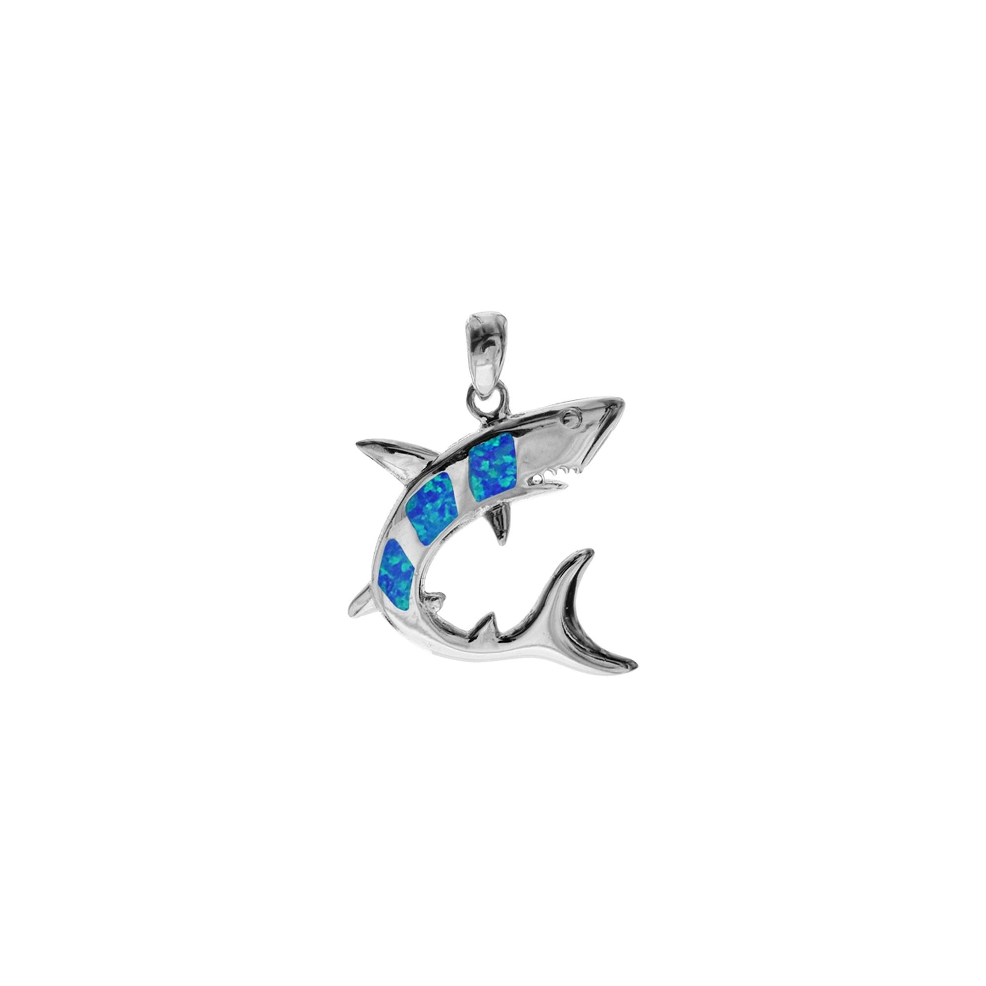 Ana blue opalique tiger shark pendant