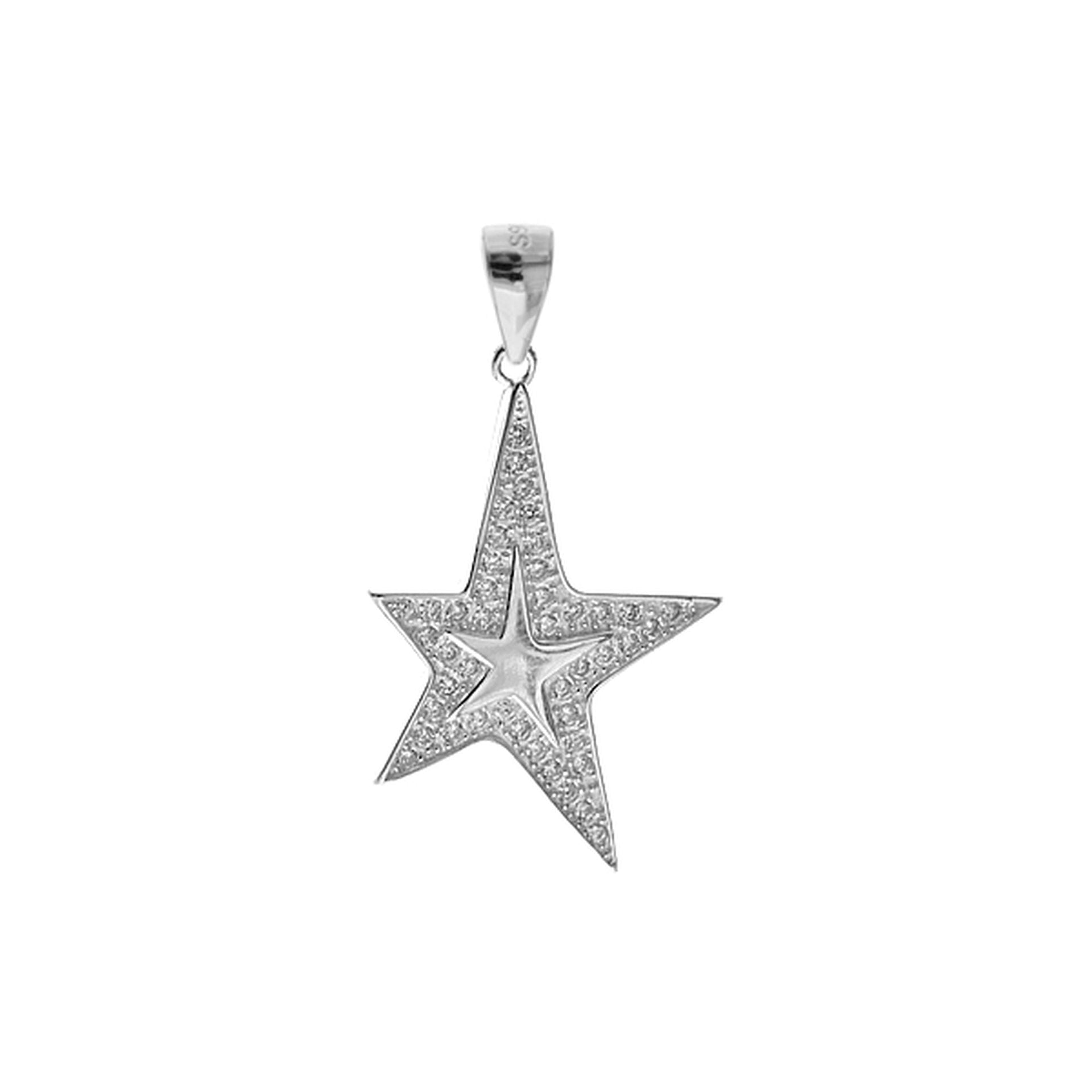 CZ Micro set star within a starburst pendant