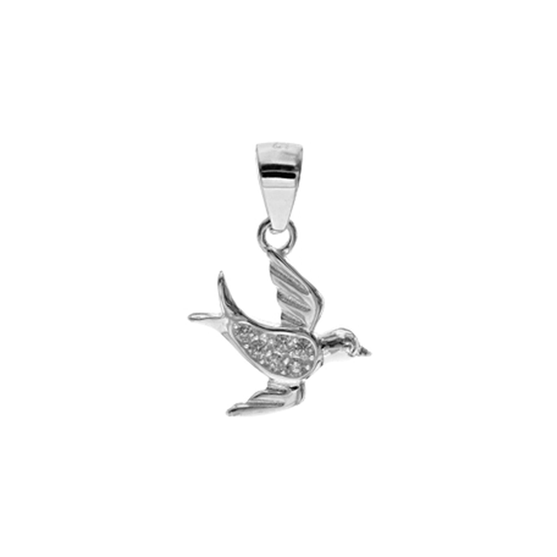 Soaring swallow pendant set with CZ