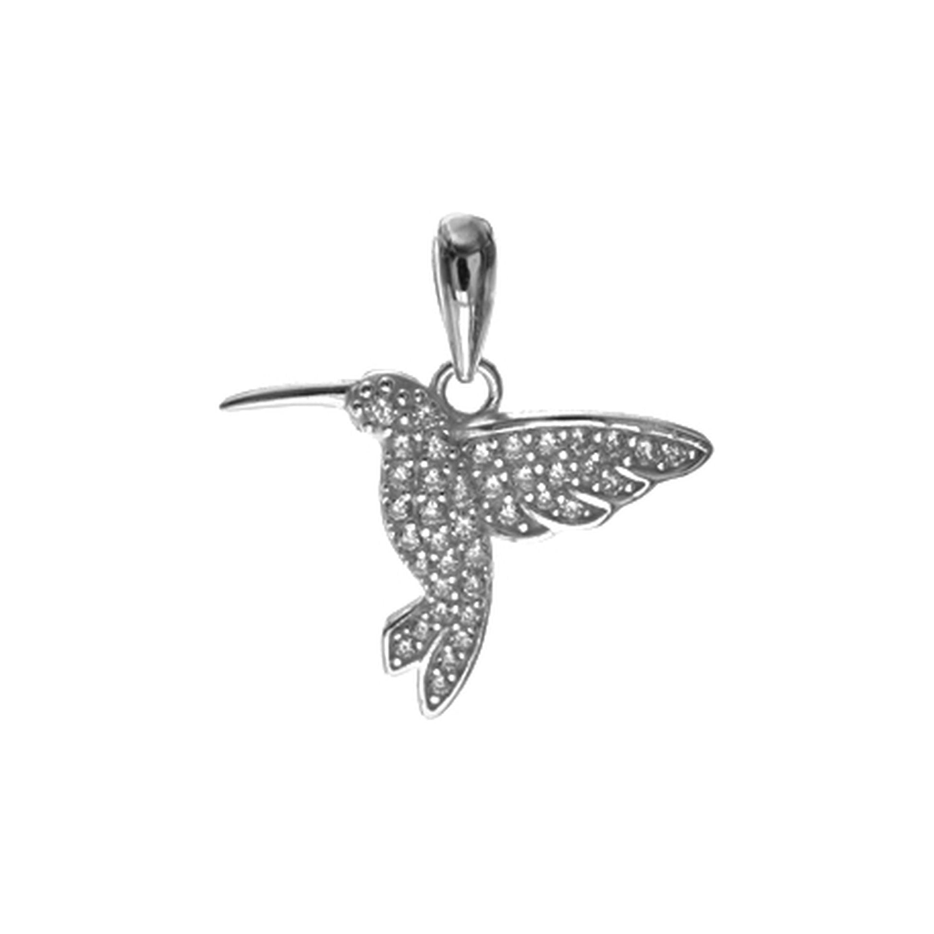 Emerie CZ-encrusted hummingbird pendant