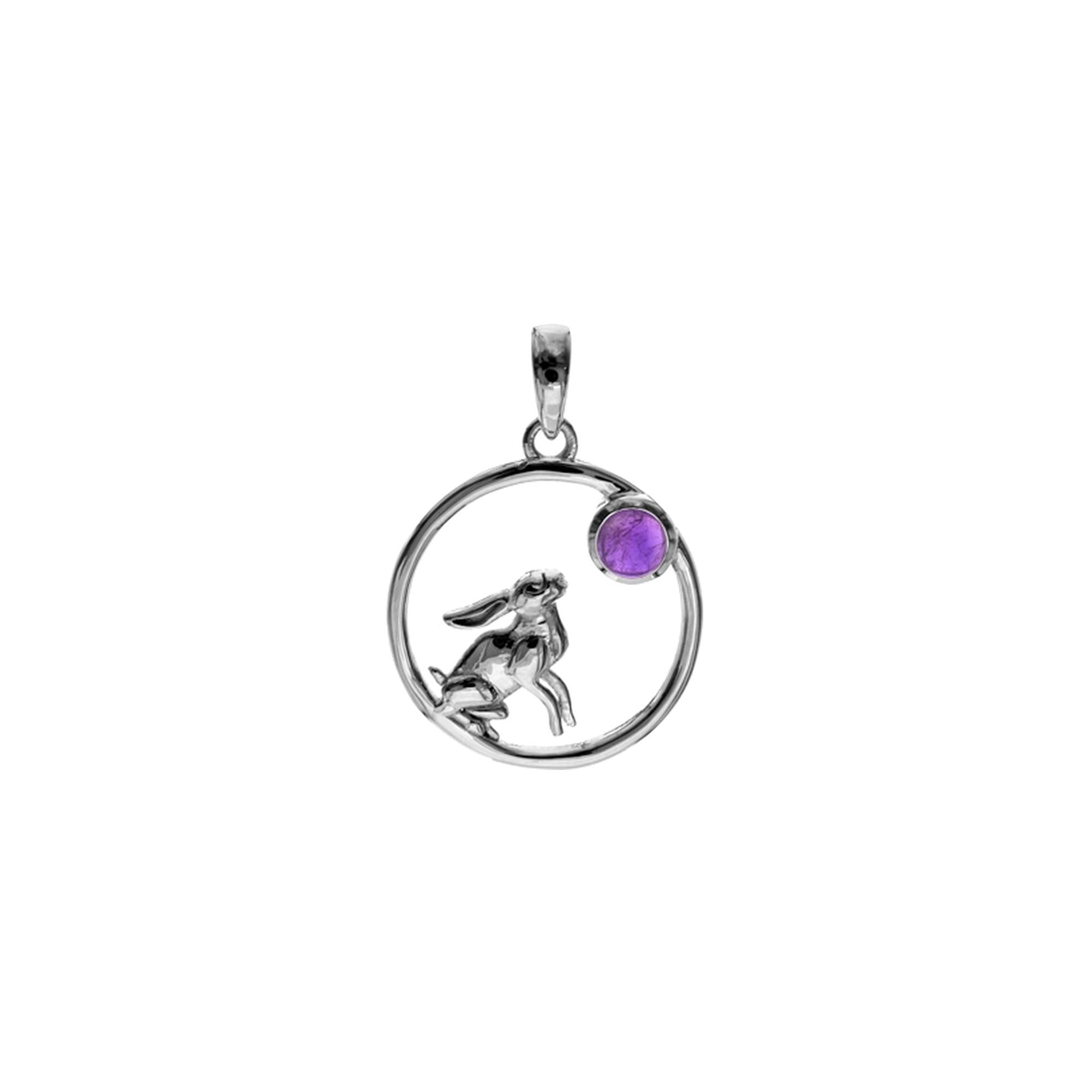 Anabelle amethyst moon gazing hare pendant