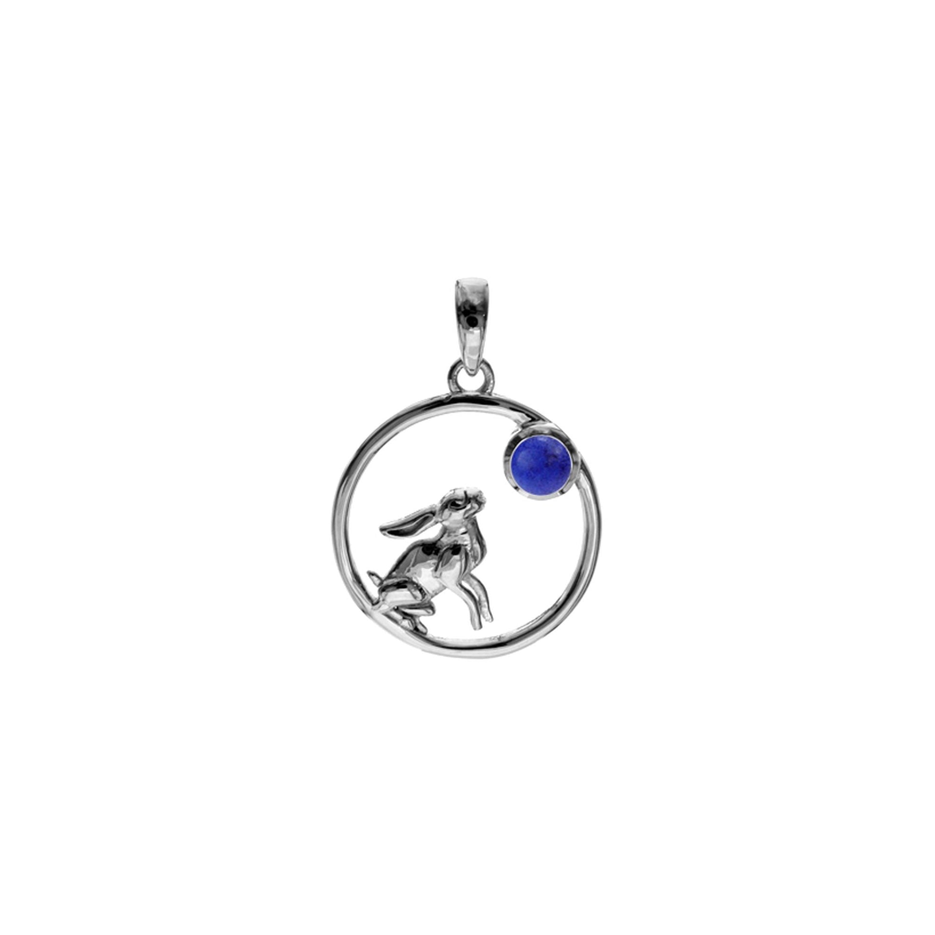 Anabelle lapis lazuli moon gazing hare pendant