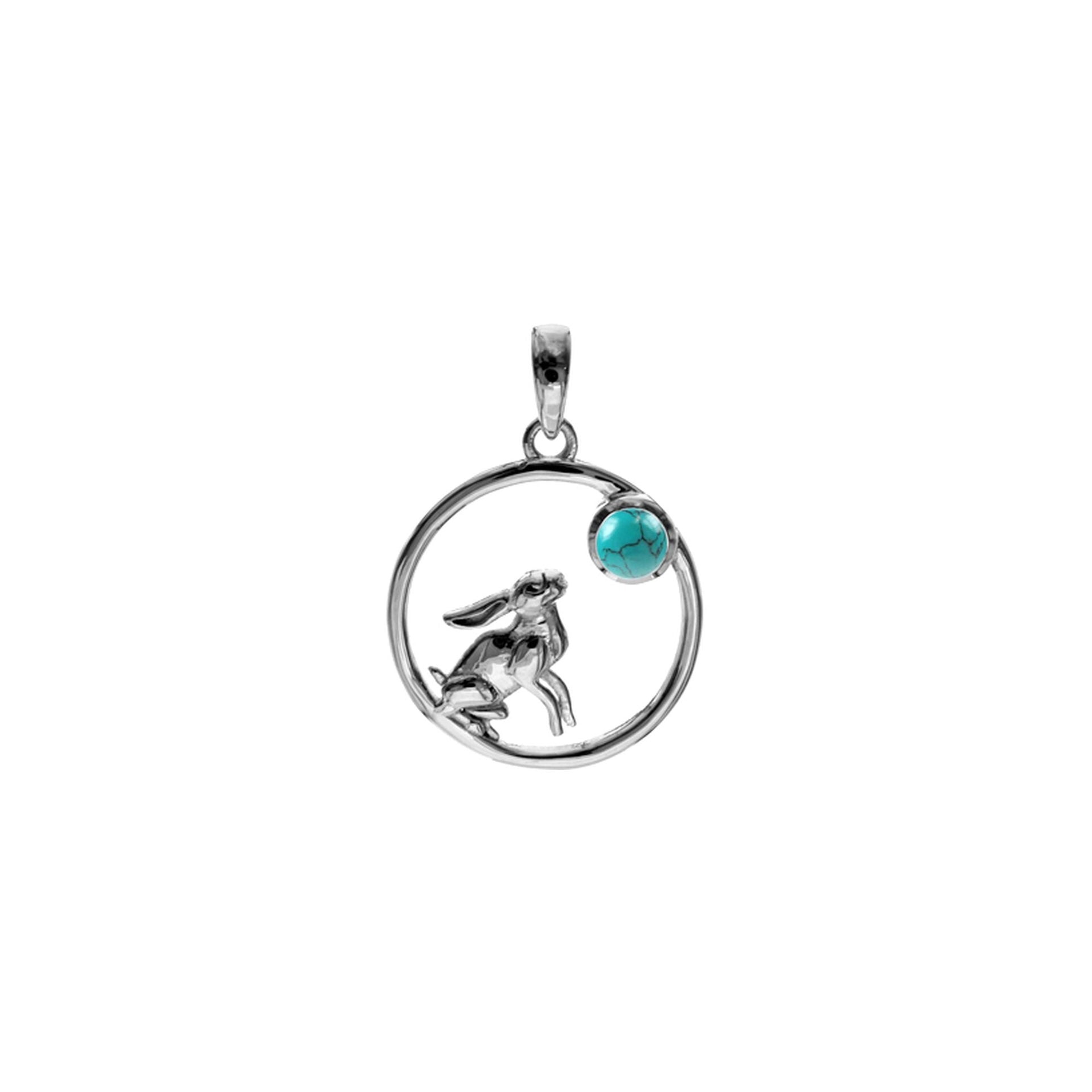 Anabelle turquoise moon gazing hare pendant