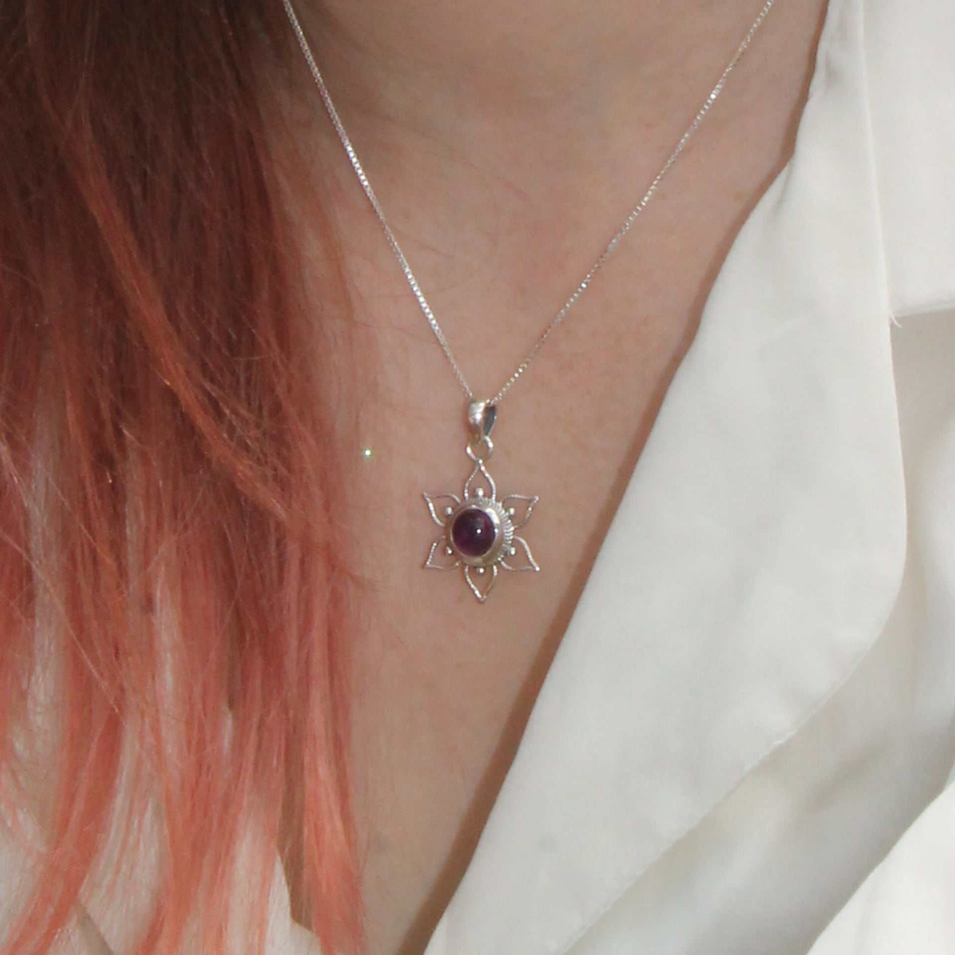 Catalina amethyst flower pendant