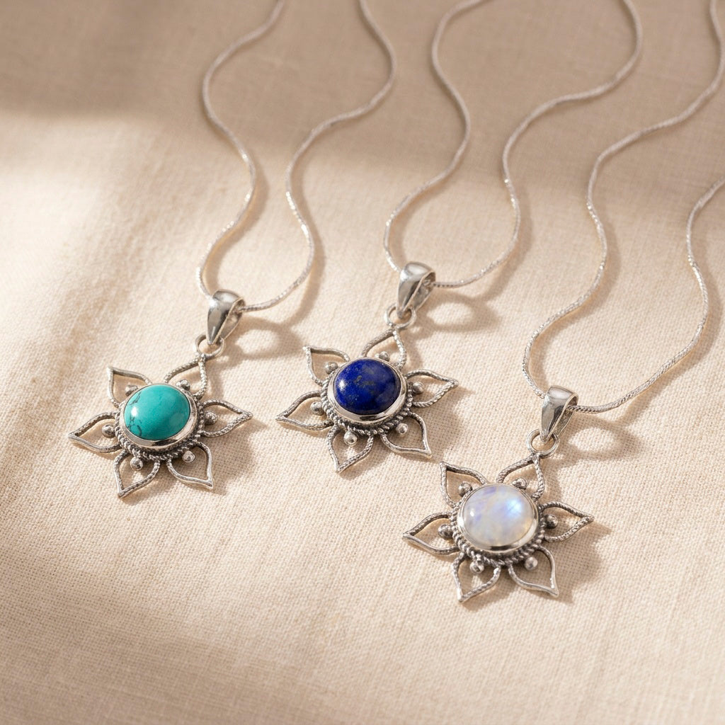 Catalina lapis lazuli flower pendant