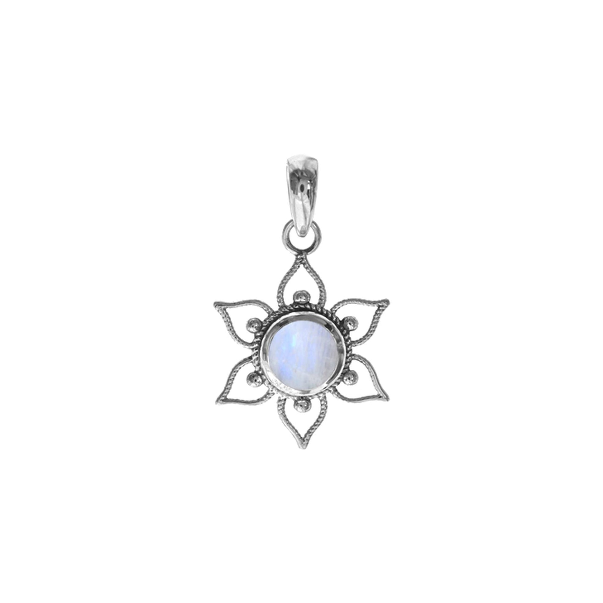 Catalina rainbow moonstone flower pendant